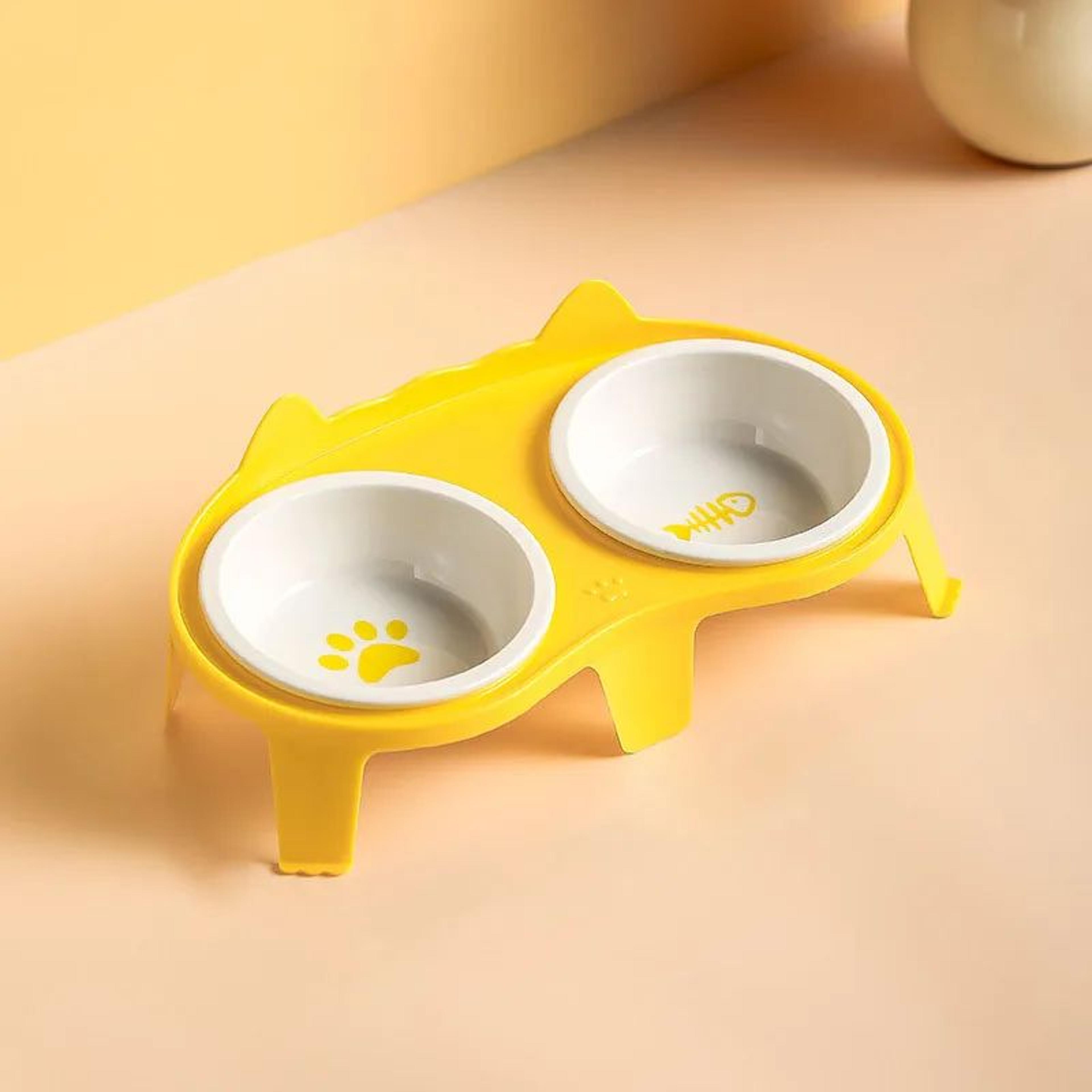 CeramiTilt Elevated Double Cat Bowl Set 9