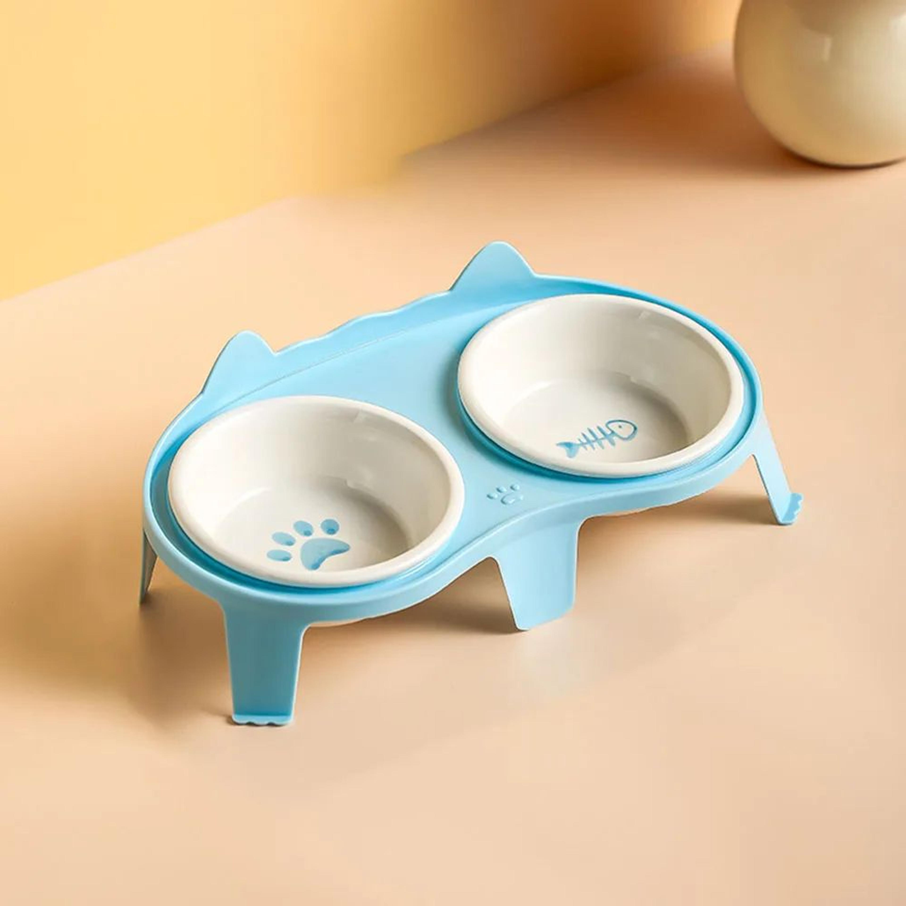 CeramiTilt Elevated Double Cat Bowl Set 6