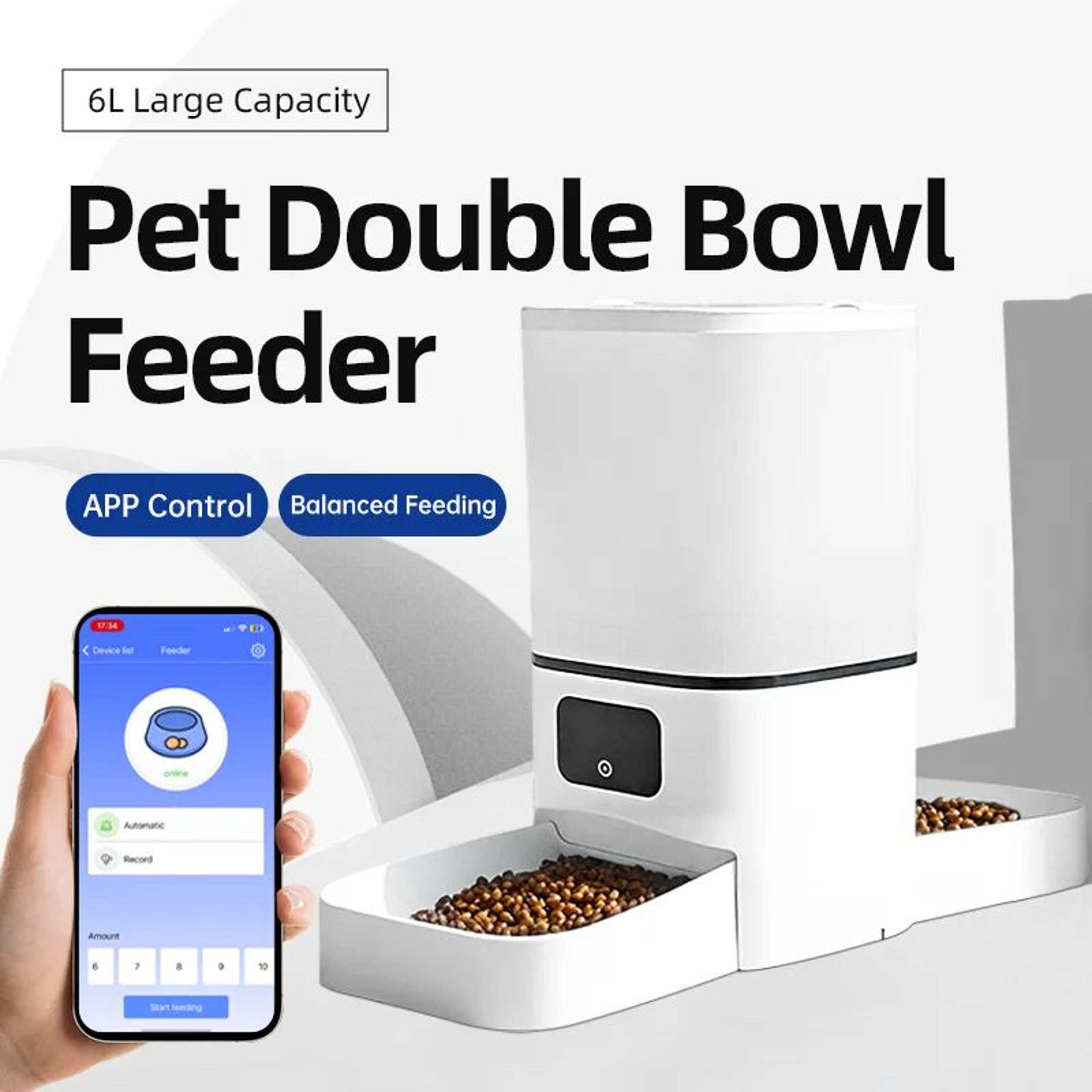 SmartFeed Pro WiFi Automatic Pet Feeder 6L Dual Bowl Food Dispenser 5
