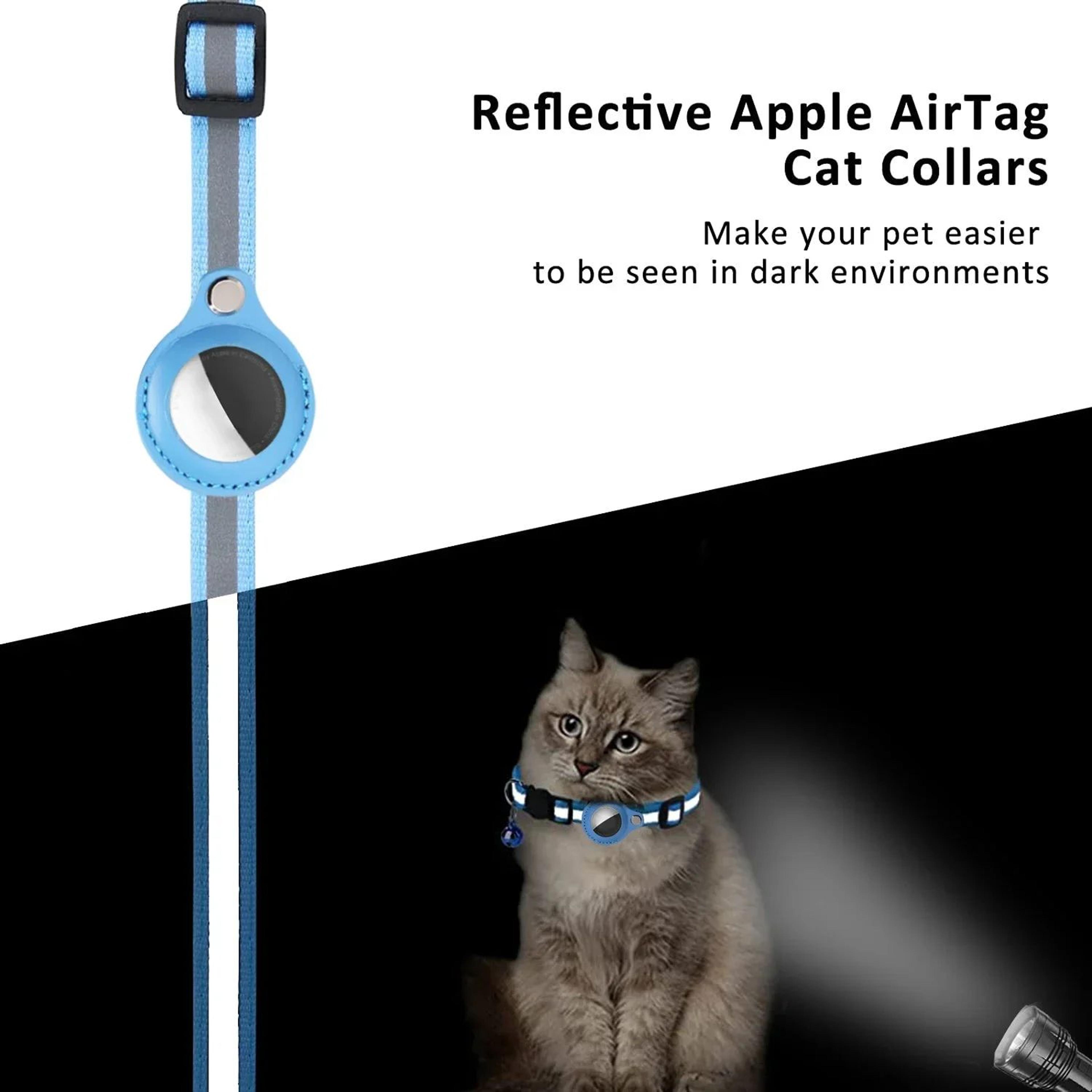TrackSafe Reflective AirTag Cat Collar With Protective Holder 3