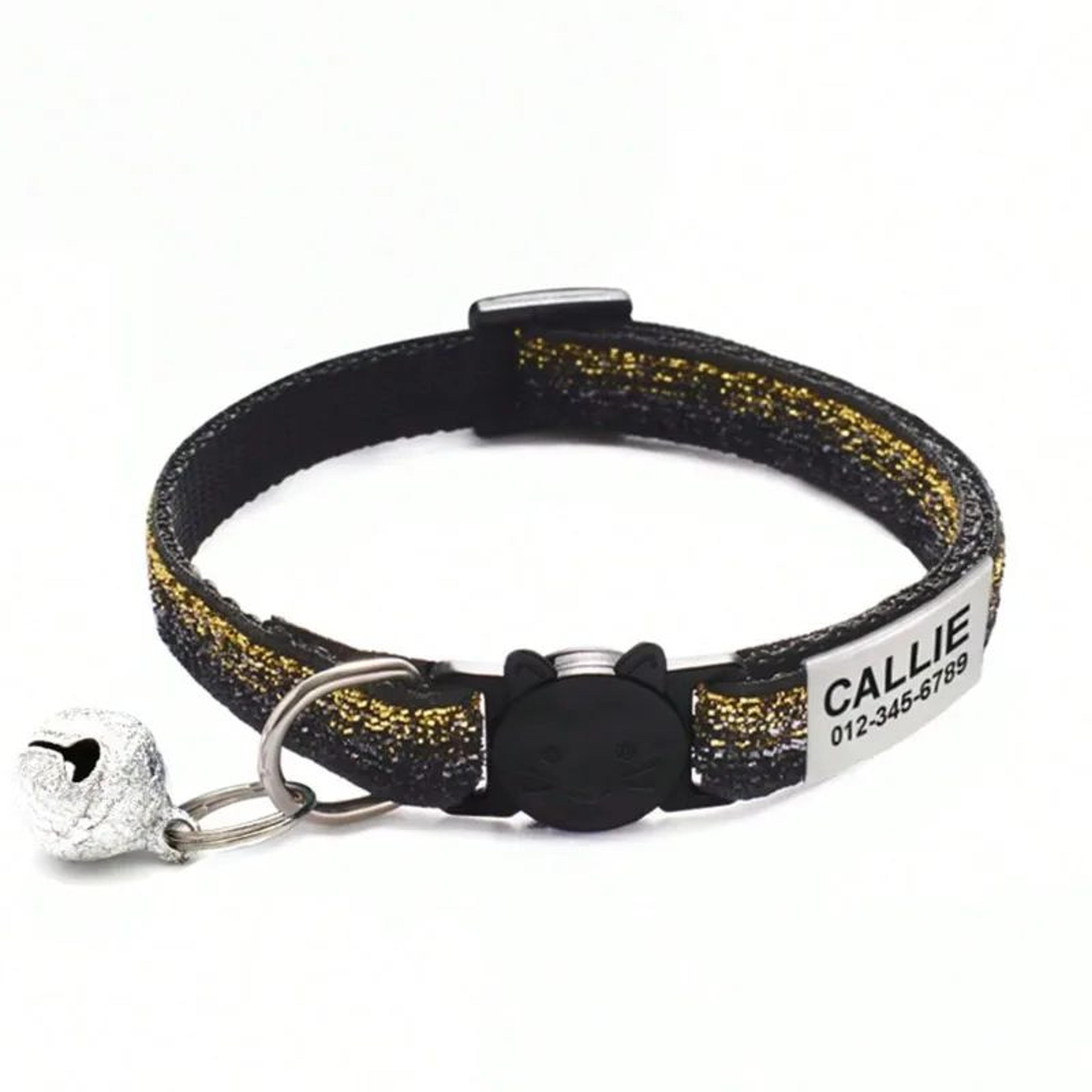 Customized Glitter Cat Collar With Engraved ID Tag And Breakaway Buckle 6