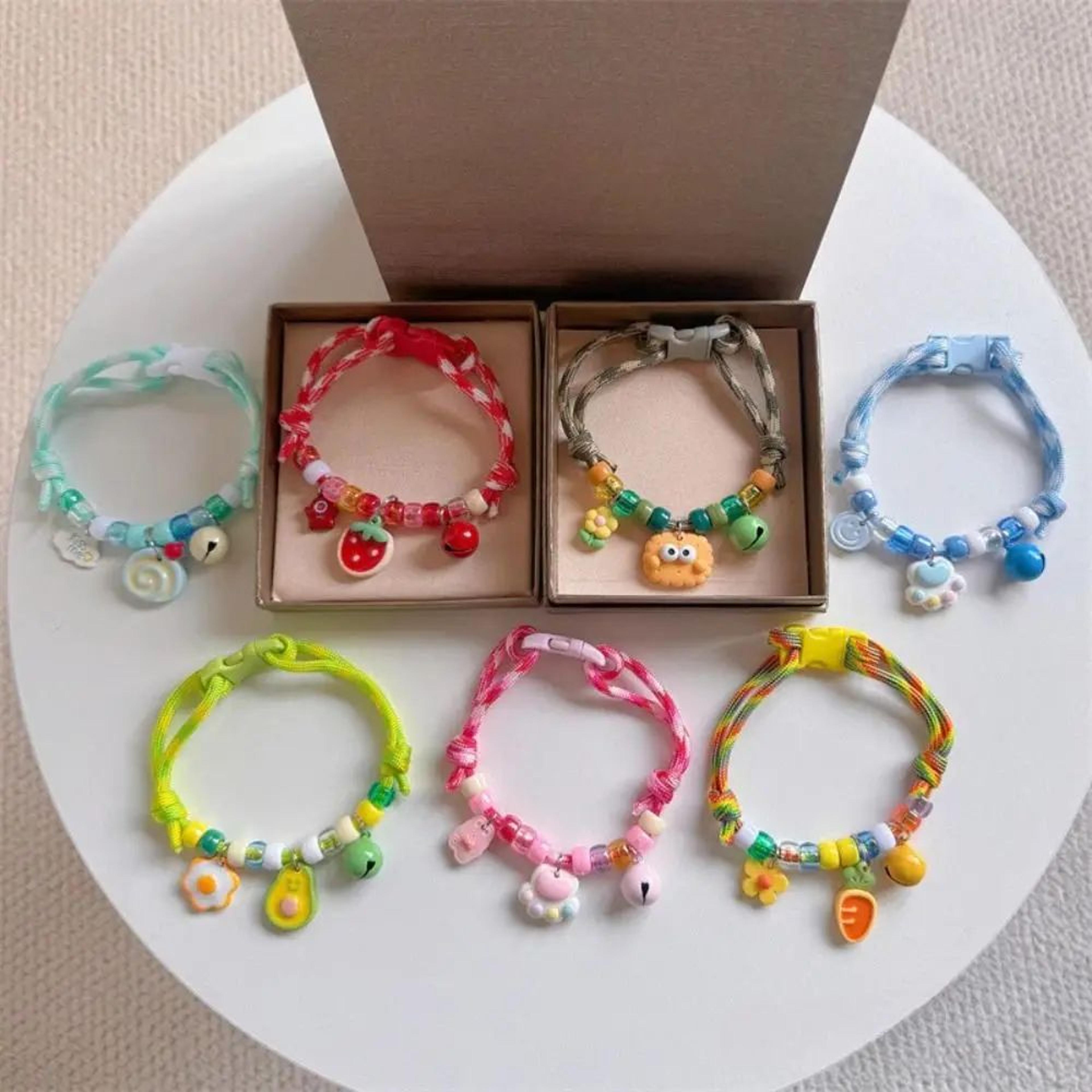 colorcharm braided pet collar with bell adjustable cat and puppy necklace