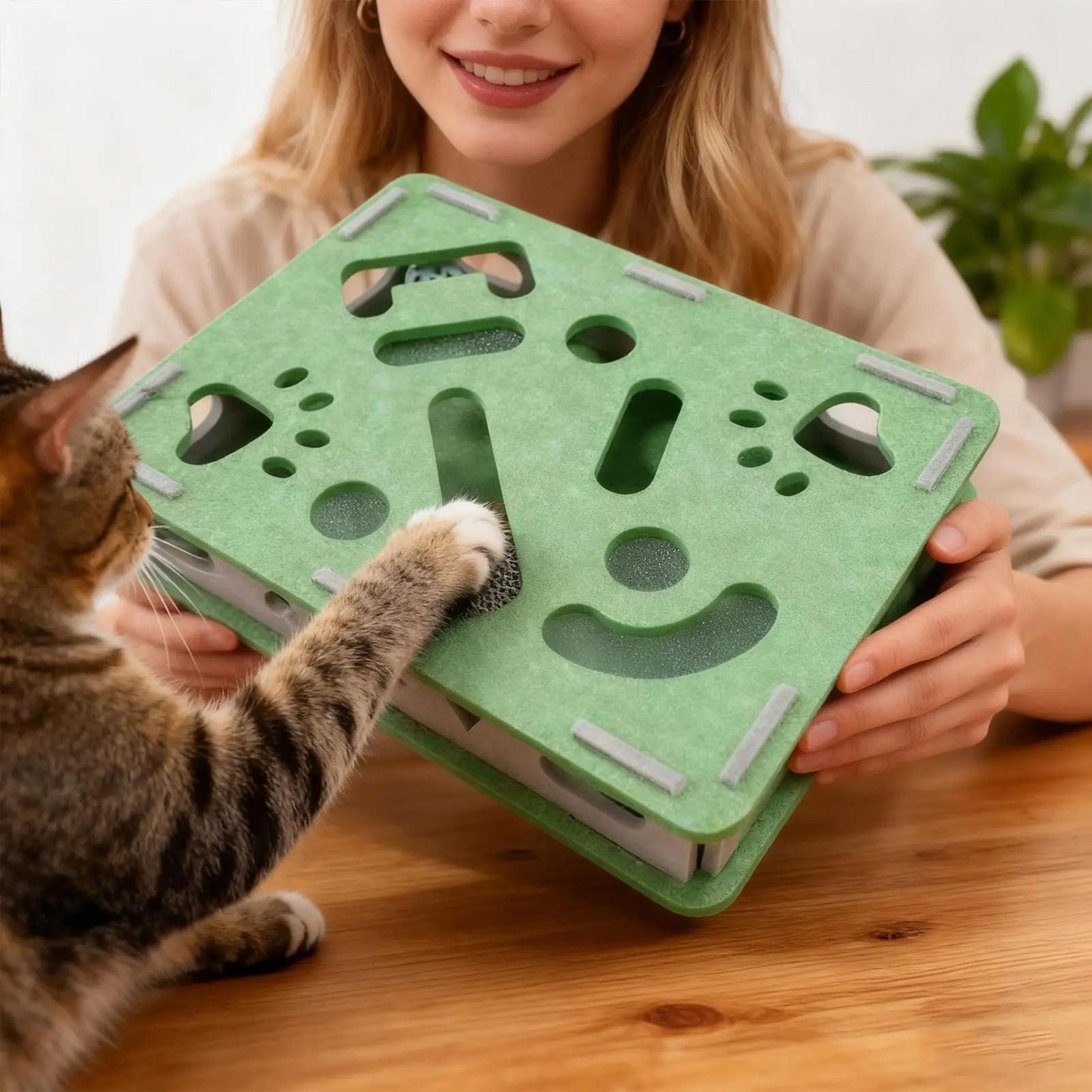 Interactive Cat Scratcher Toy Box With Bell Balls 1