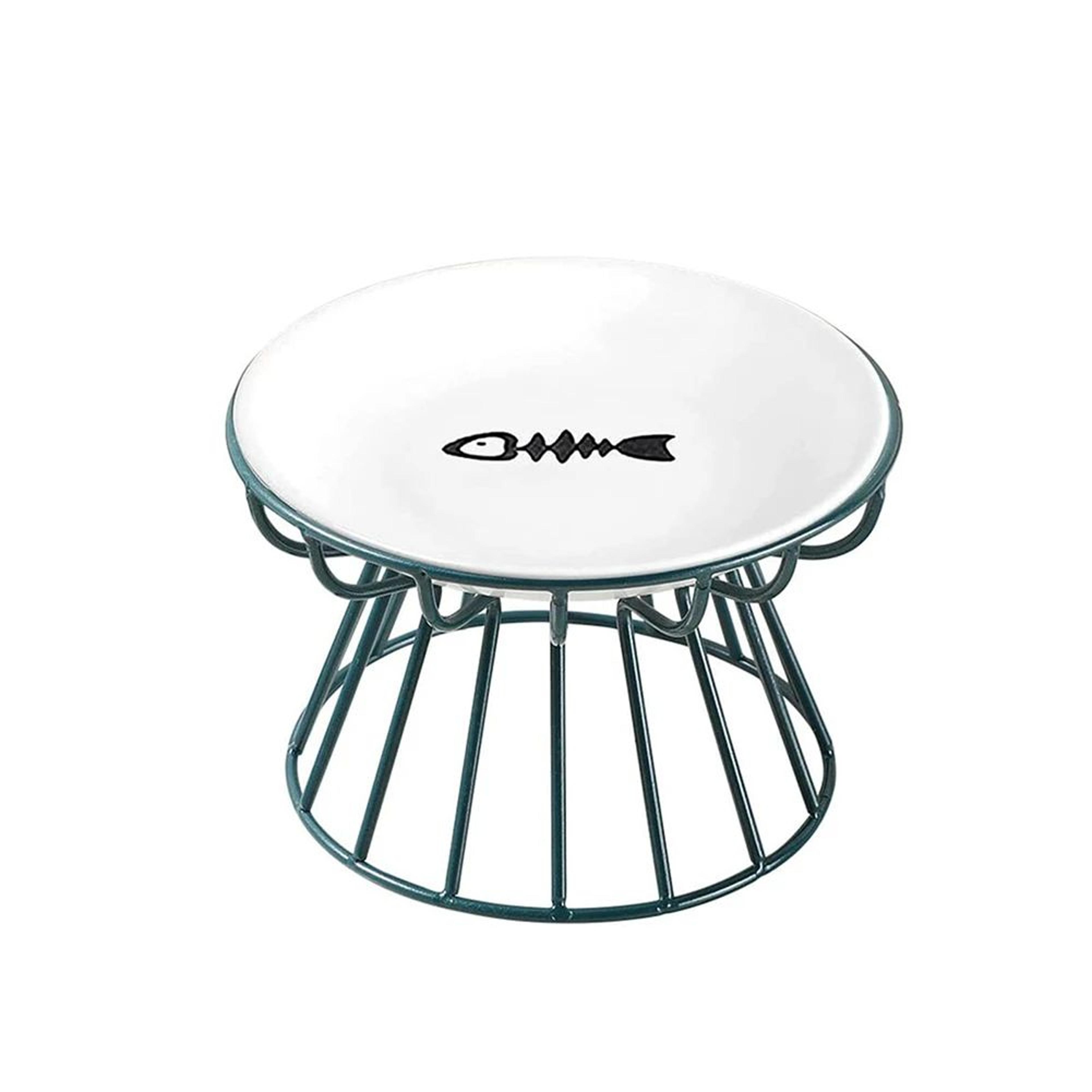 Elevated Ceramic Cat Bowl With Iron Stand 6
