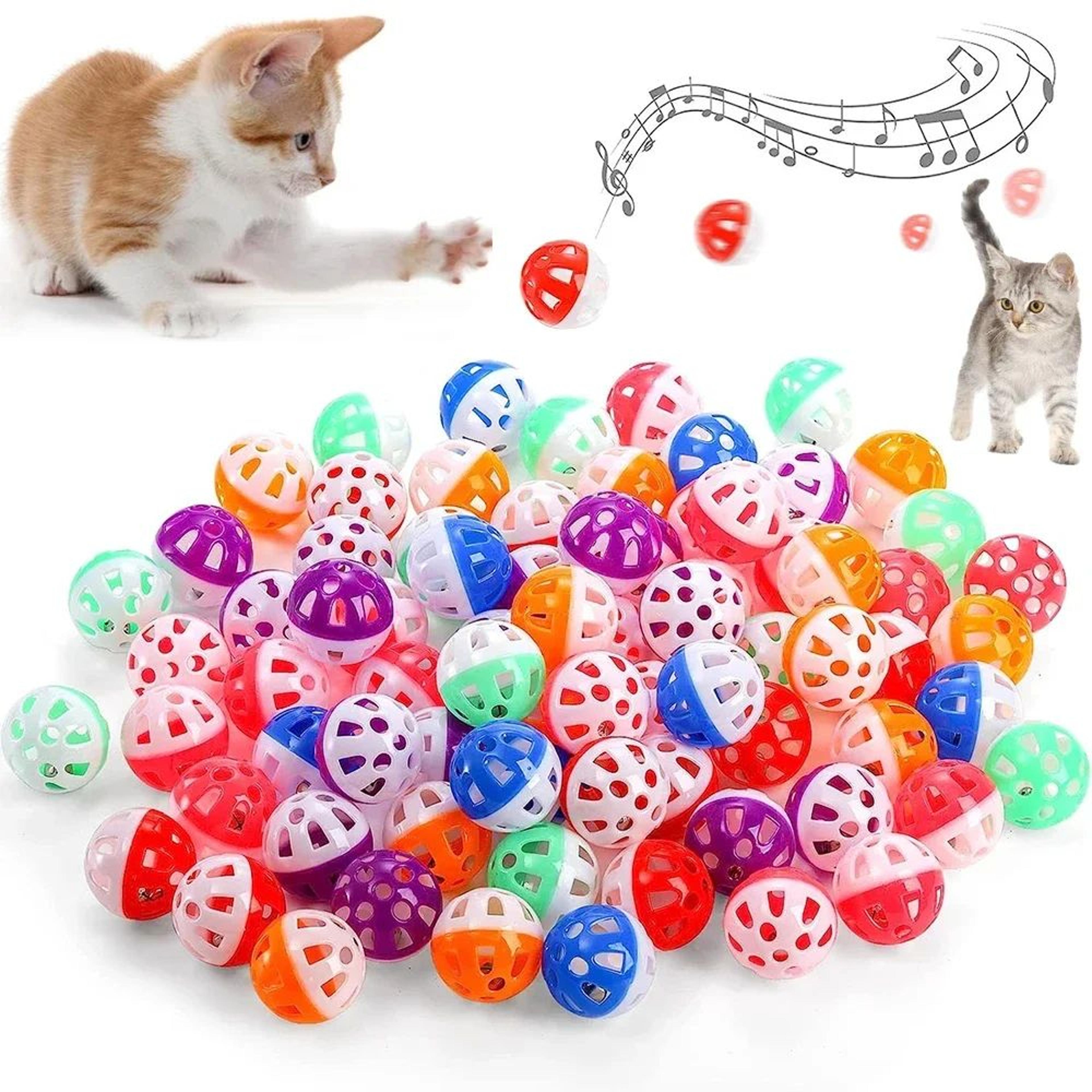jingleroll cat toy balls with bell interactive chase and pounce toys