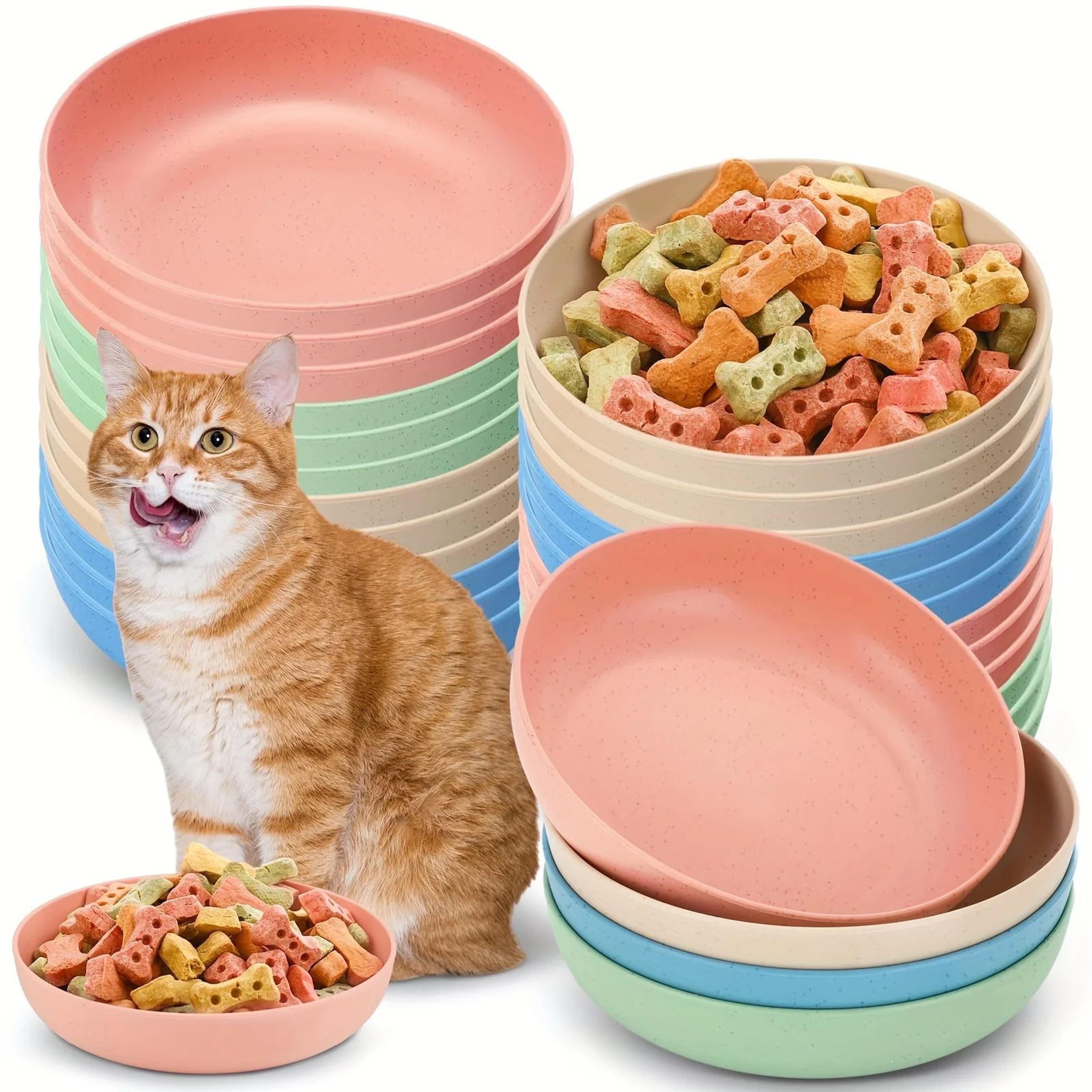4 pack wide shallow cat bowls non slip food and water dishes for cats and kittens
