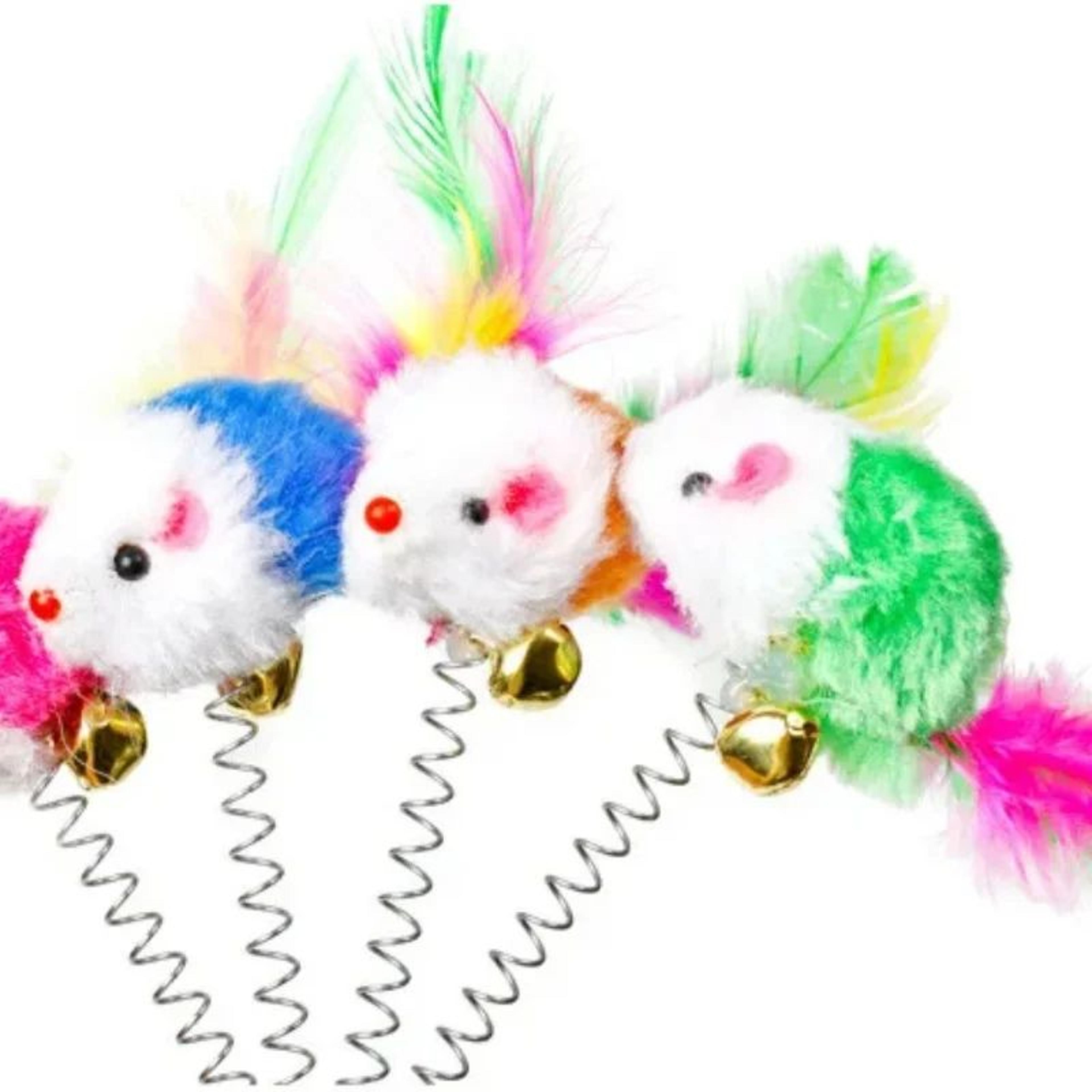 interactive suction cup cat toy with feather mouse teaser
