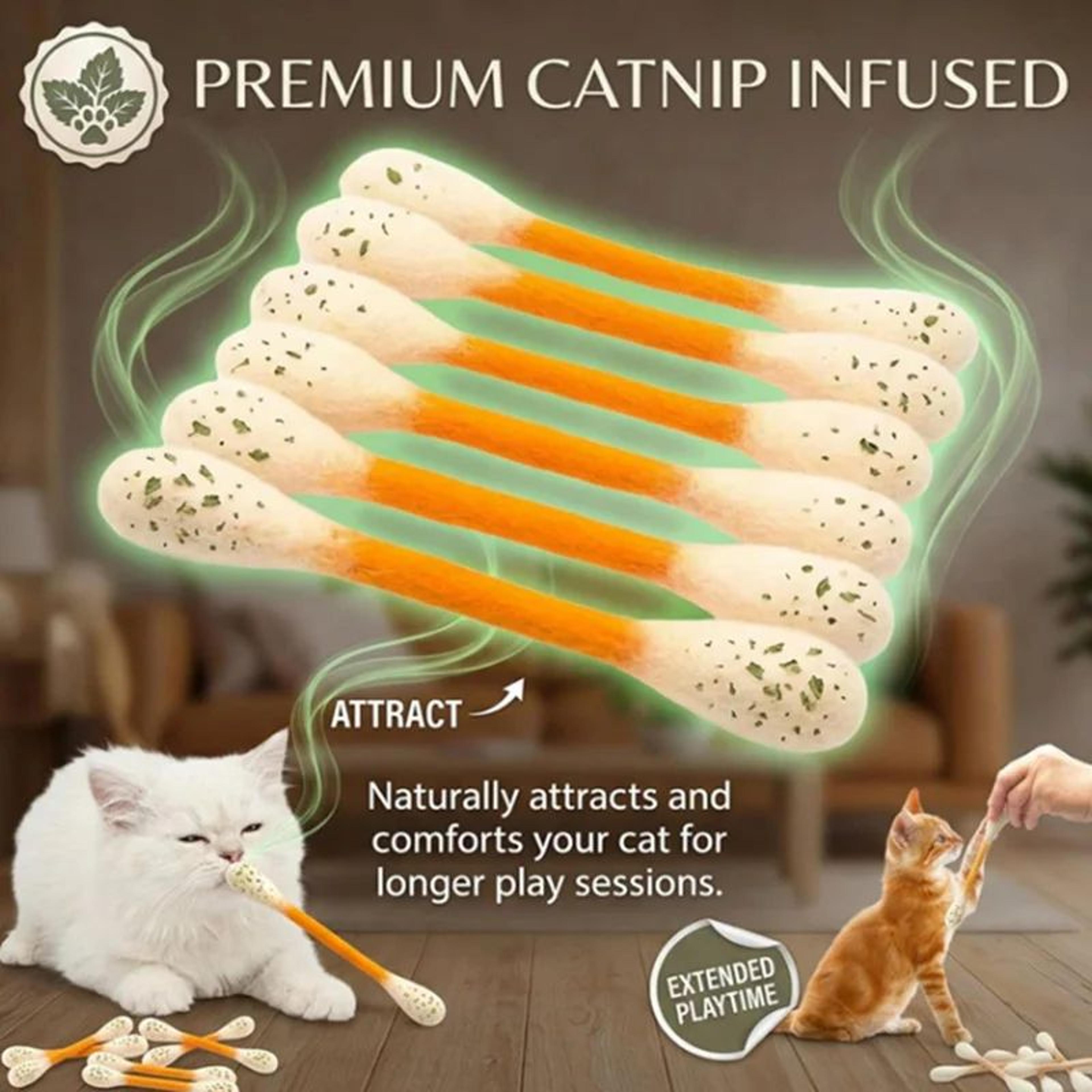 catnip cotton swab kitty kicker toy for cats