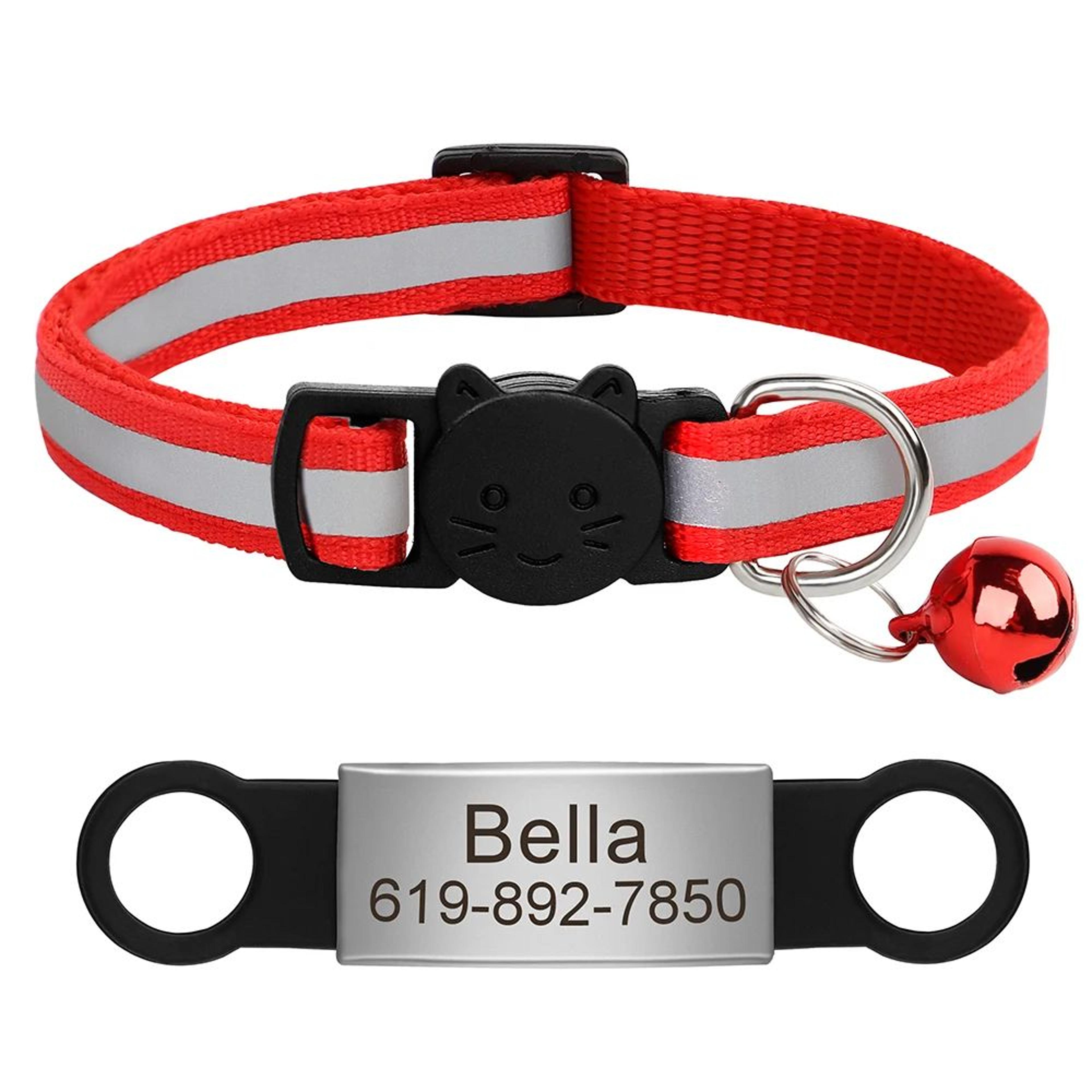 SafeTag Personalized Reflective Cat Collar With Engraved Nameplate 24