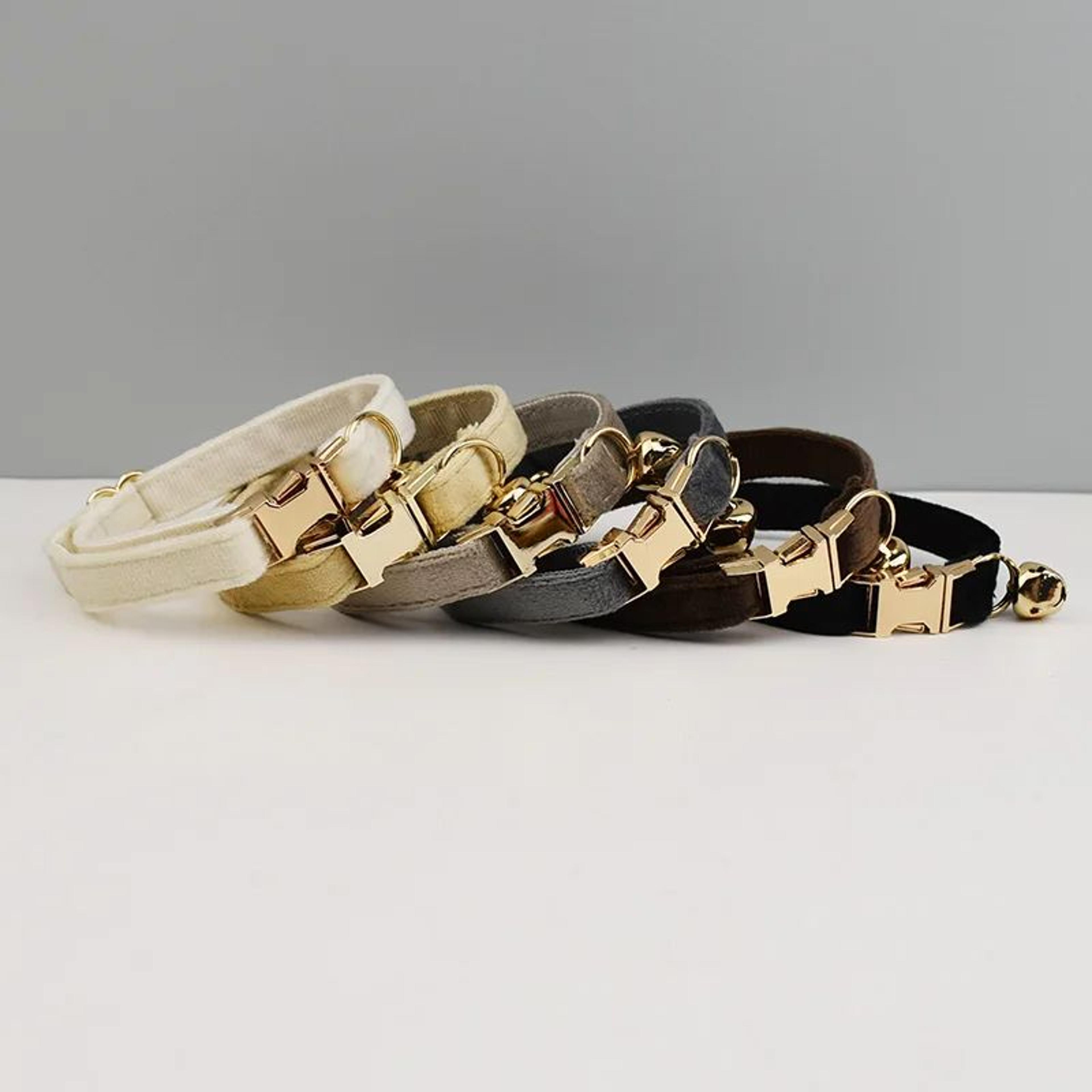 Luxury Personalized Velvet Cat Collar With Name Plate Bell And Bow Tie 1