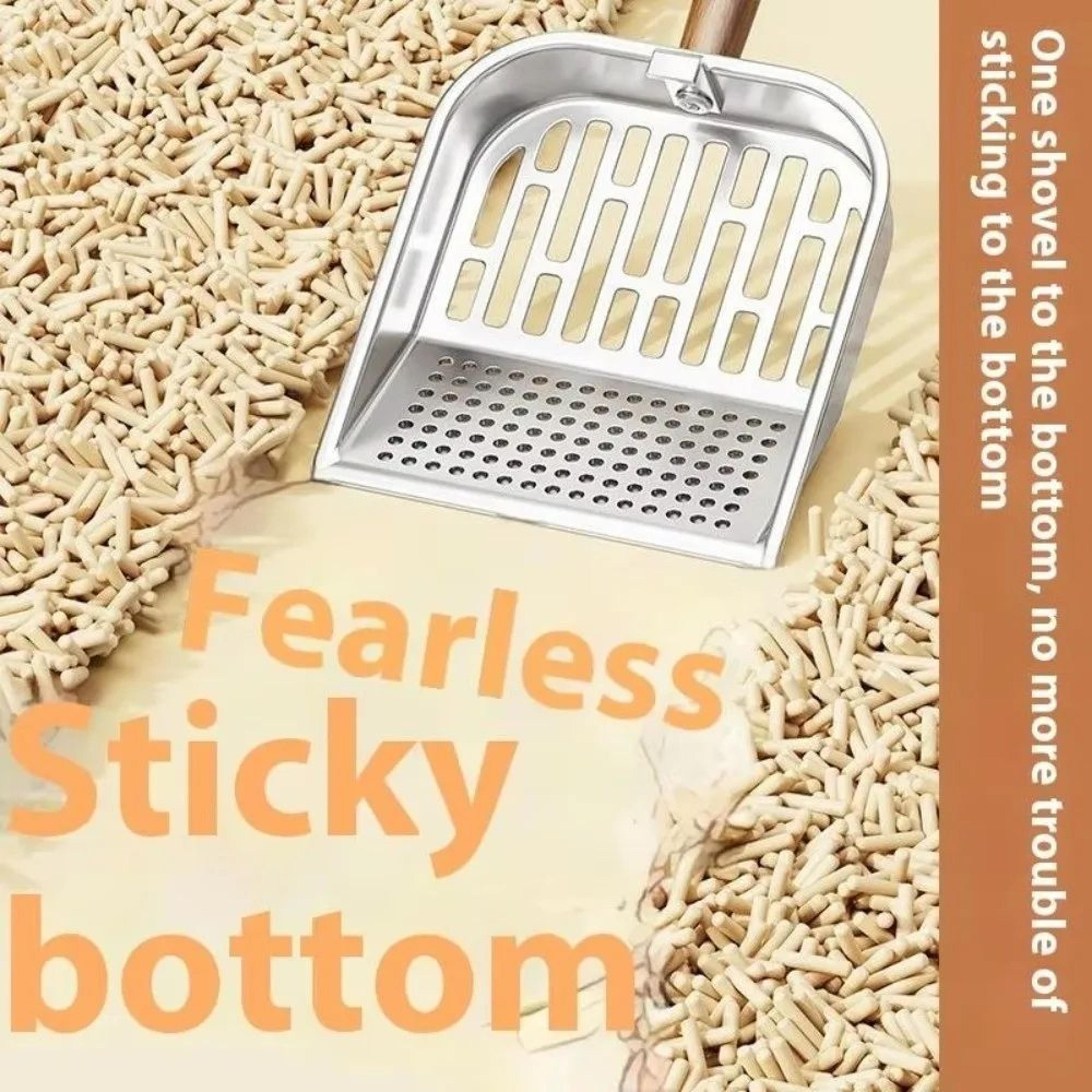 Premium Stainless Steel Cat Litter Scoop With Wooden Handle 1