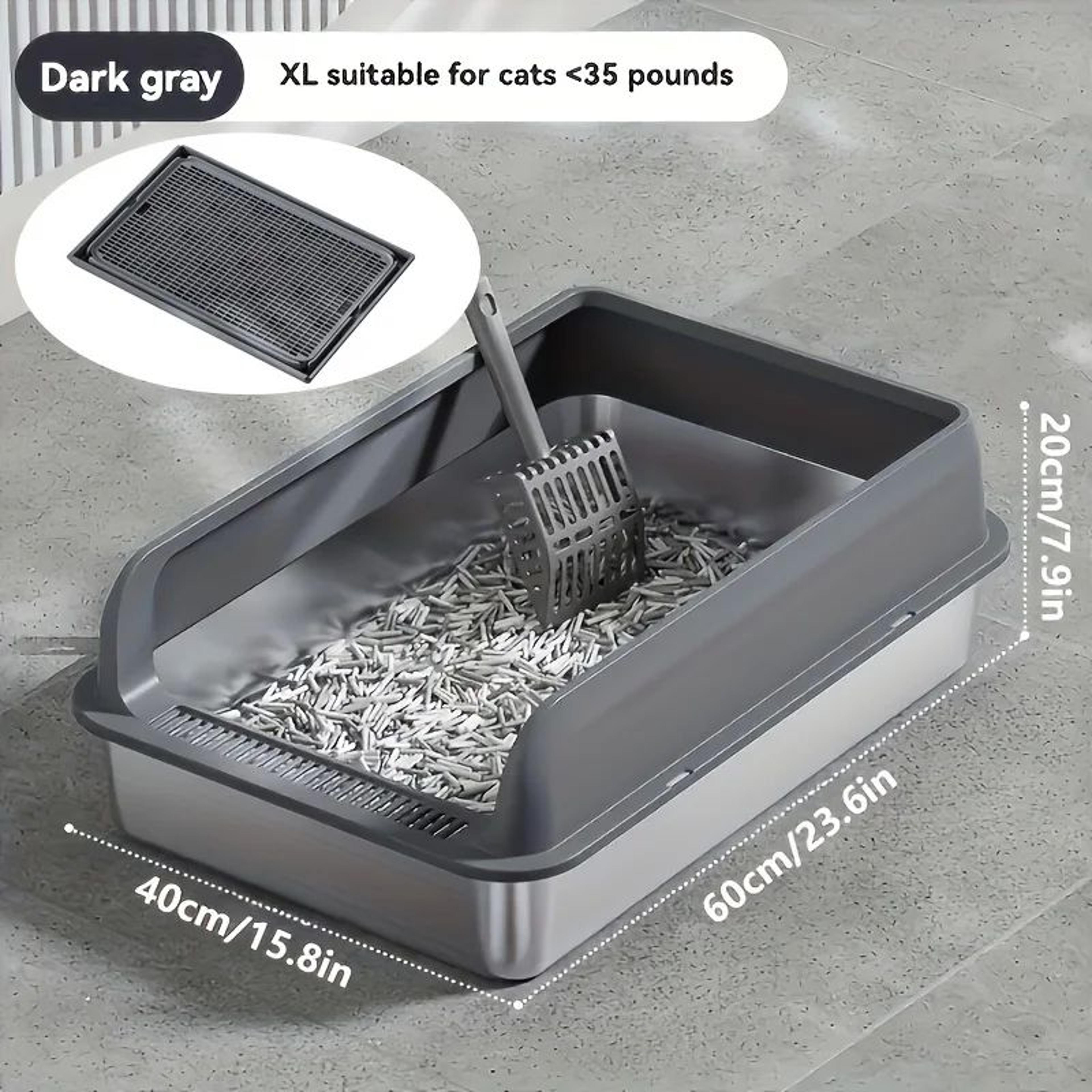 KEMORELA Extra Large Stainless Steel Cat Litter Box With Lid 9