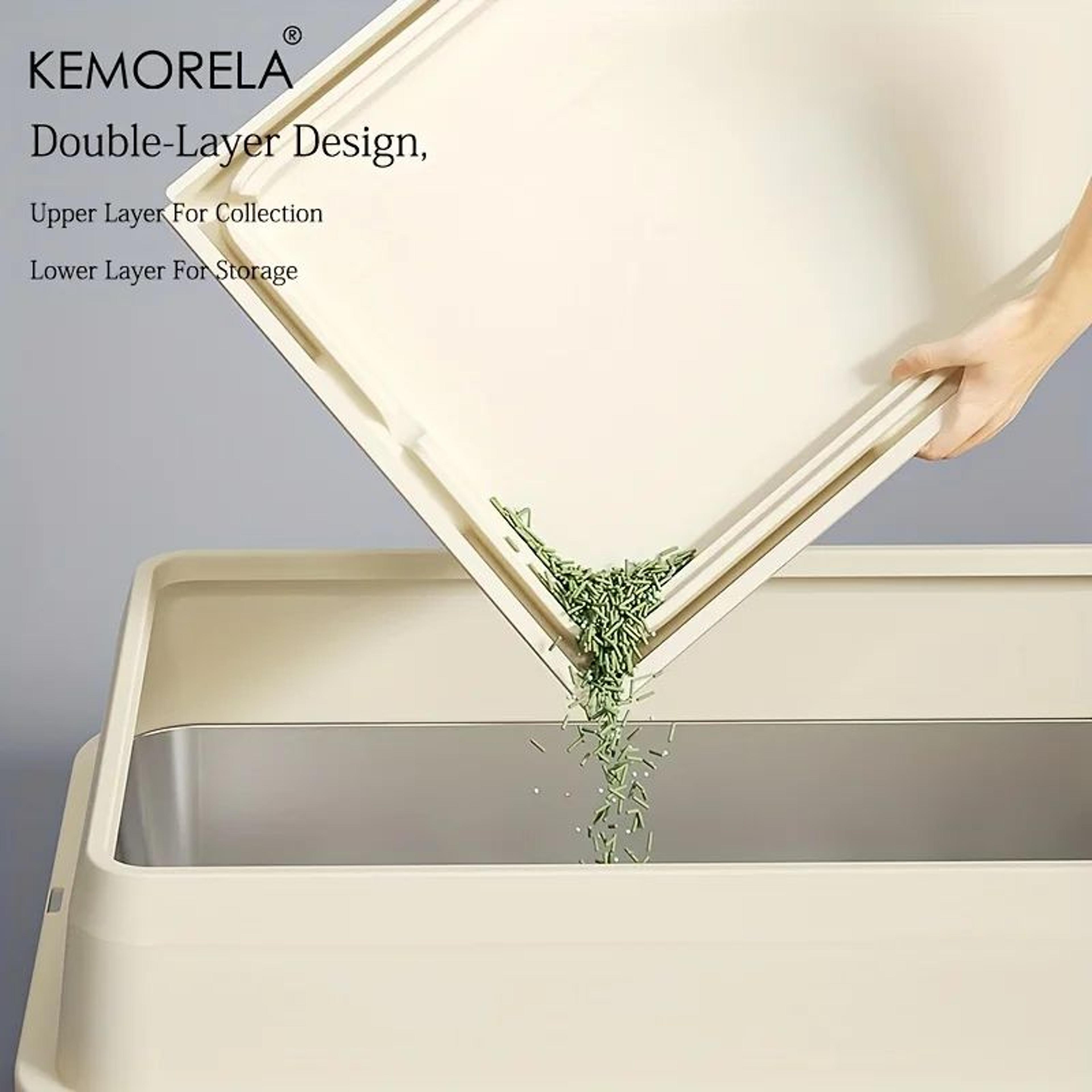 KEMORELA Extra Large Stainless Steel Cat Litter Box With Lid 2