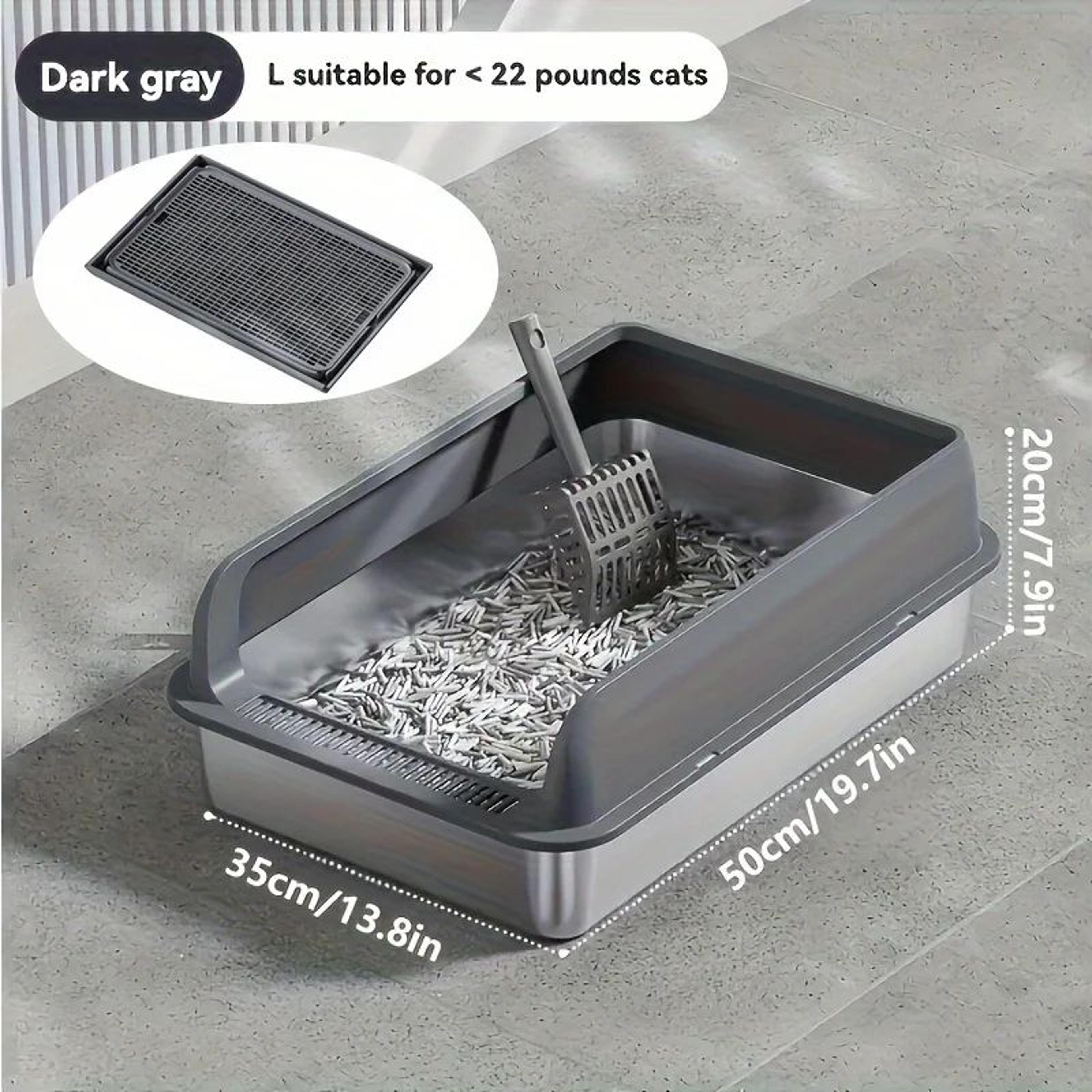 KEMORELA Extra Large Stainless Steel Cat Litter Box With Lid 8