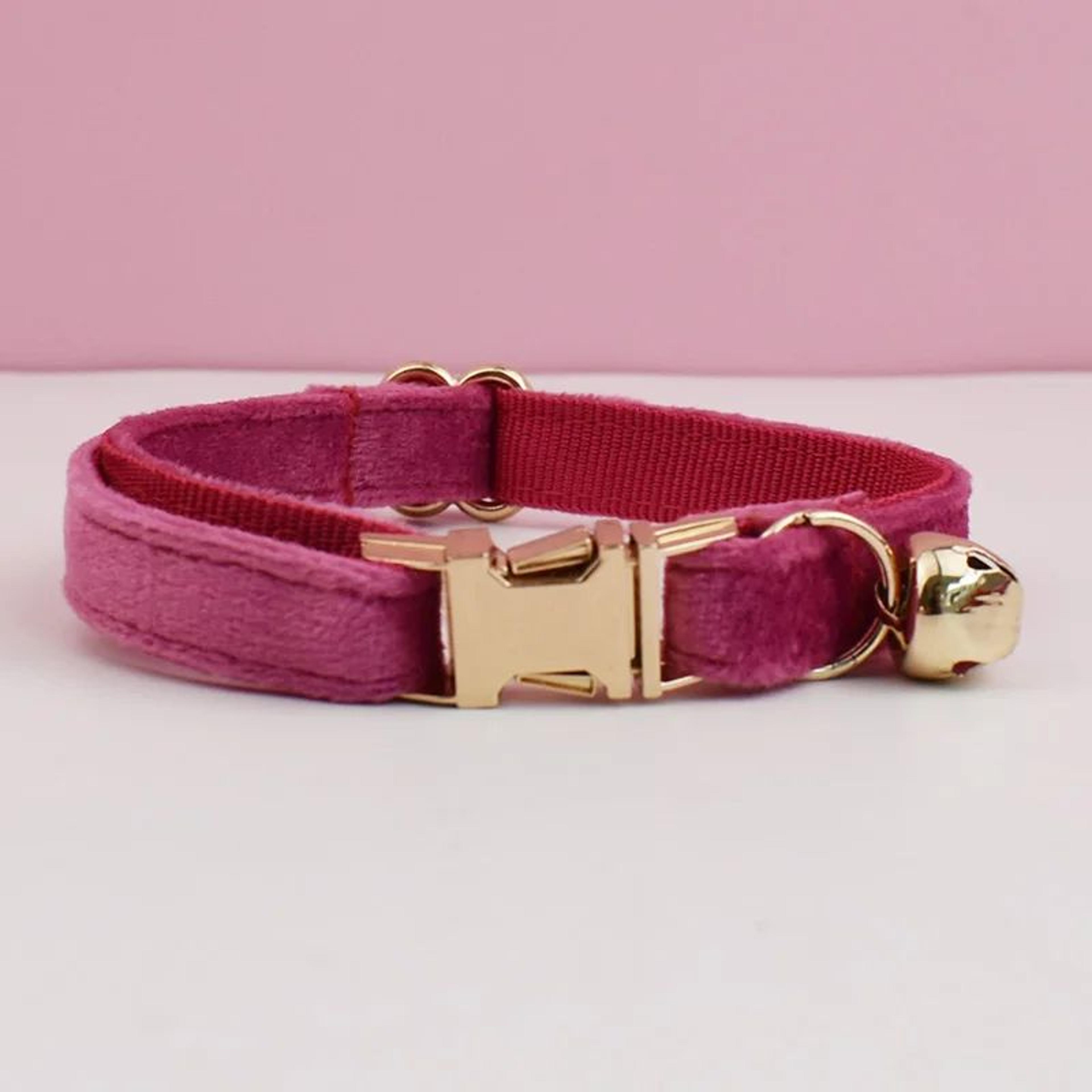 PawCharm Personalized Velvet Cat Collar With Name Plate And Bow Tie 16