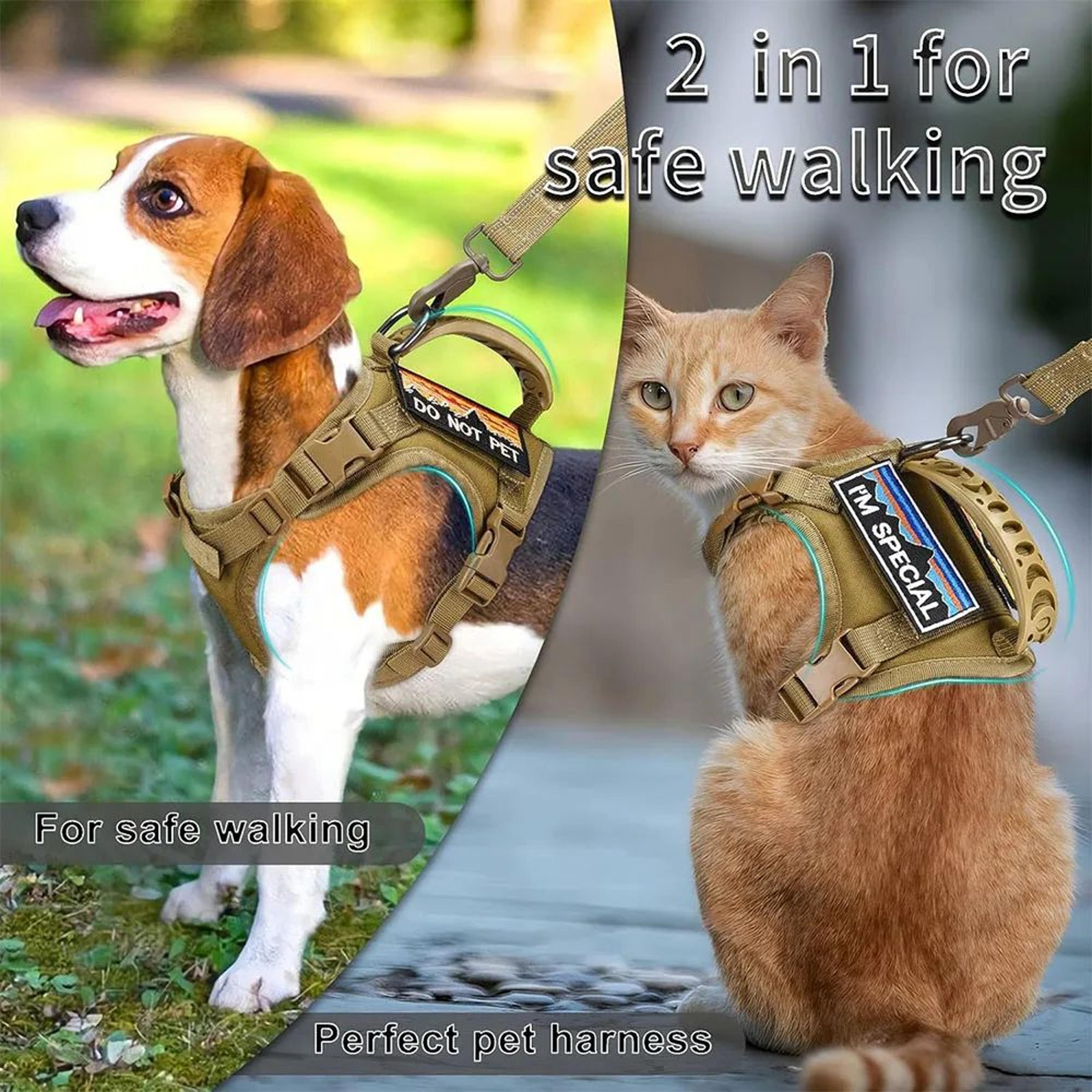 Tactical Adjustable Pet Harness Vest With Handle And Leash For Dogs And Cats 5
