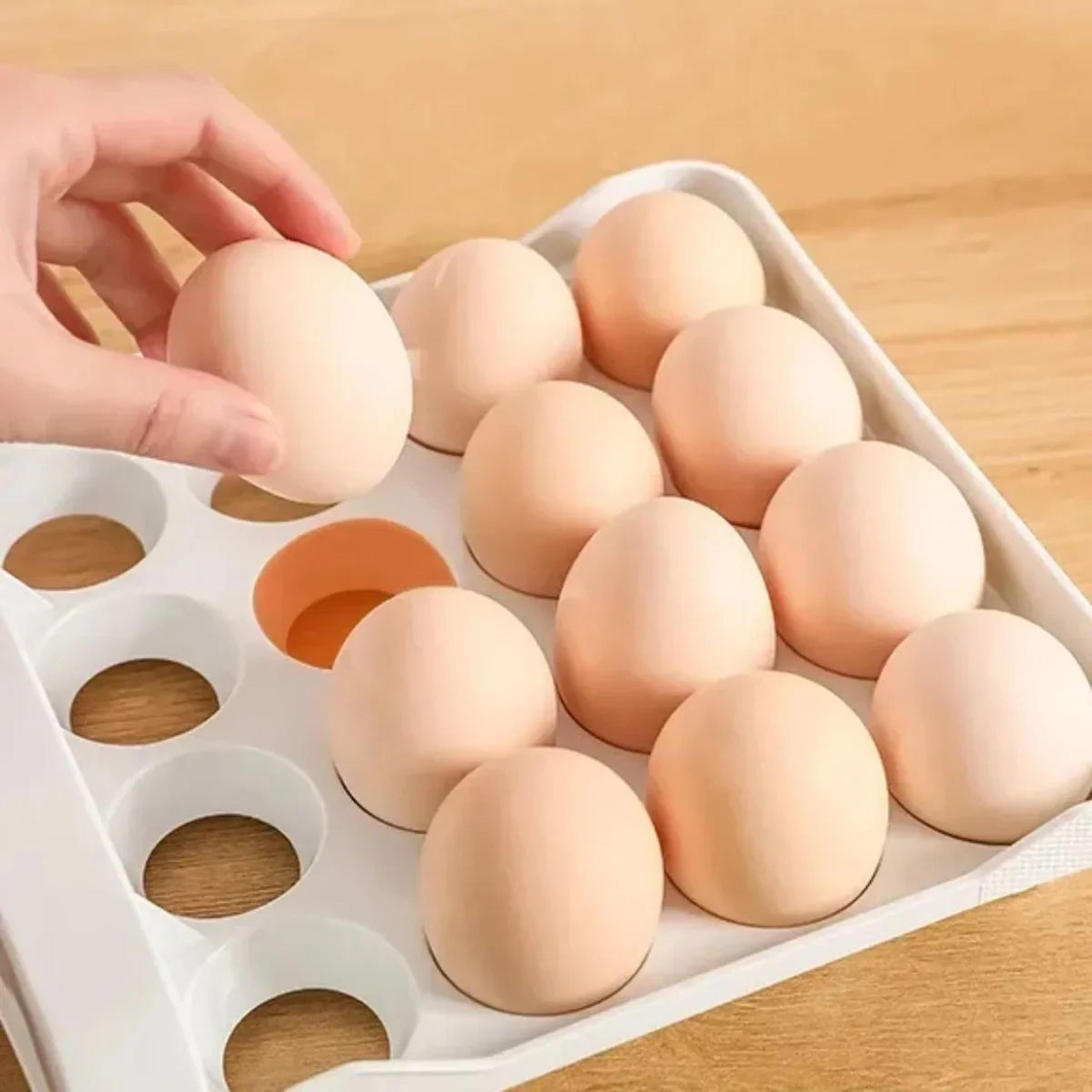 Automatic Rolling Egg Storage Rack Double Layer Refrigerator Egg Organizer 3