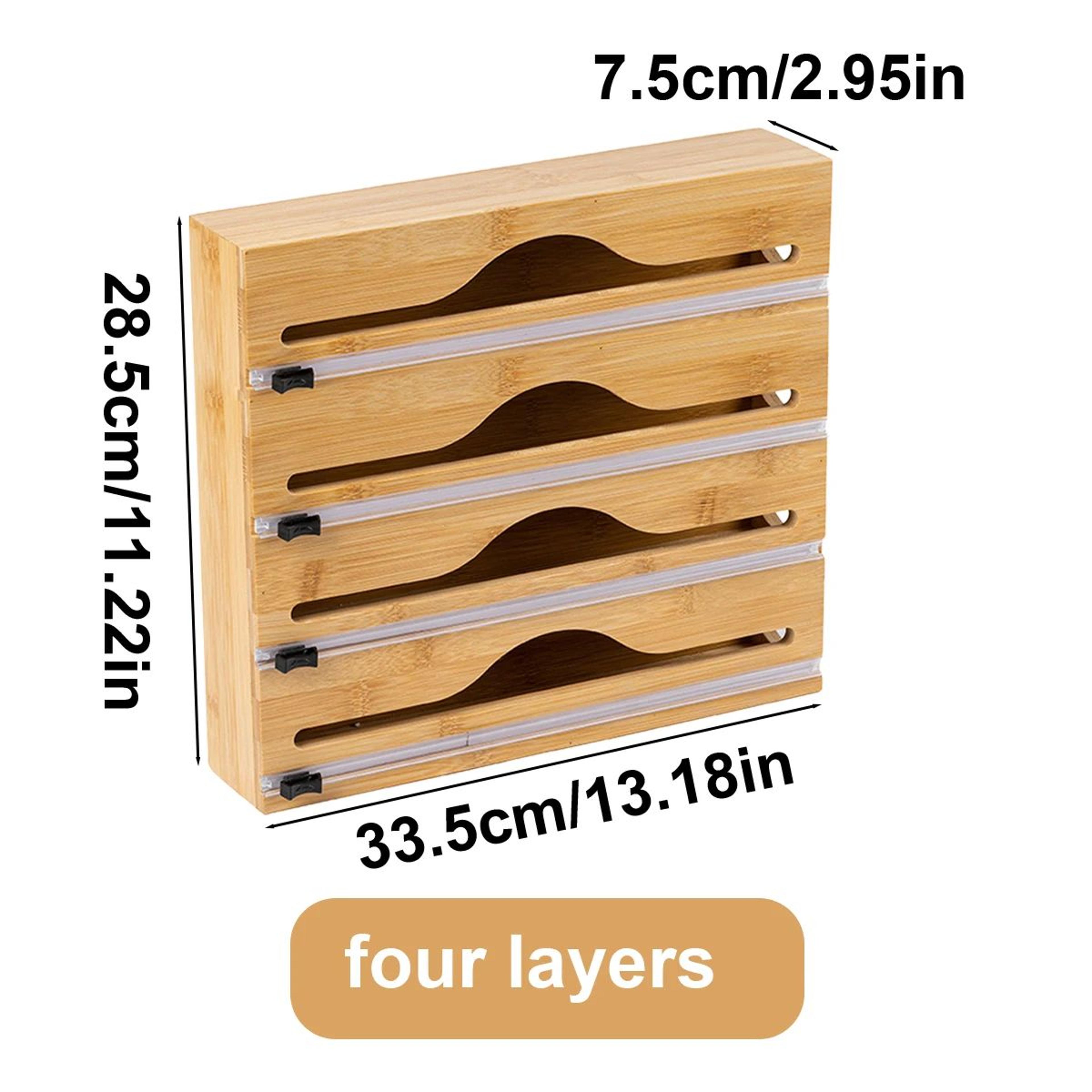 bamboo kitchen wrap dispenser with foil and plastic wrap cutter