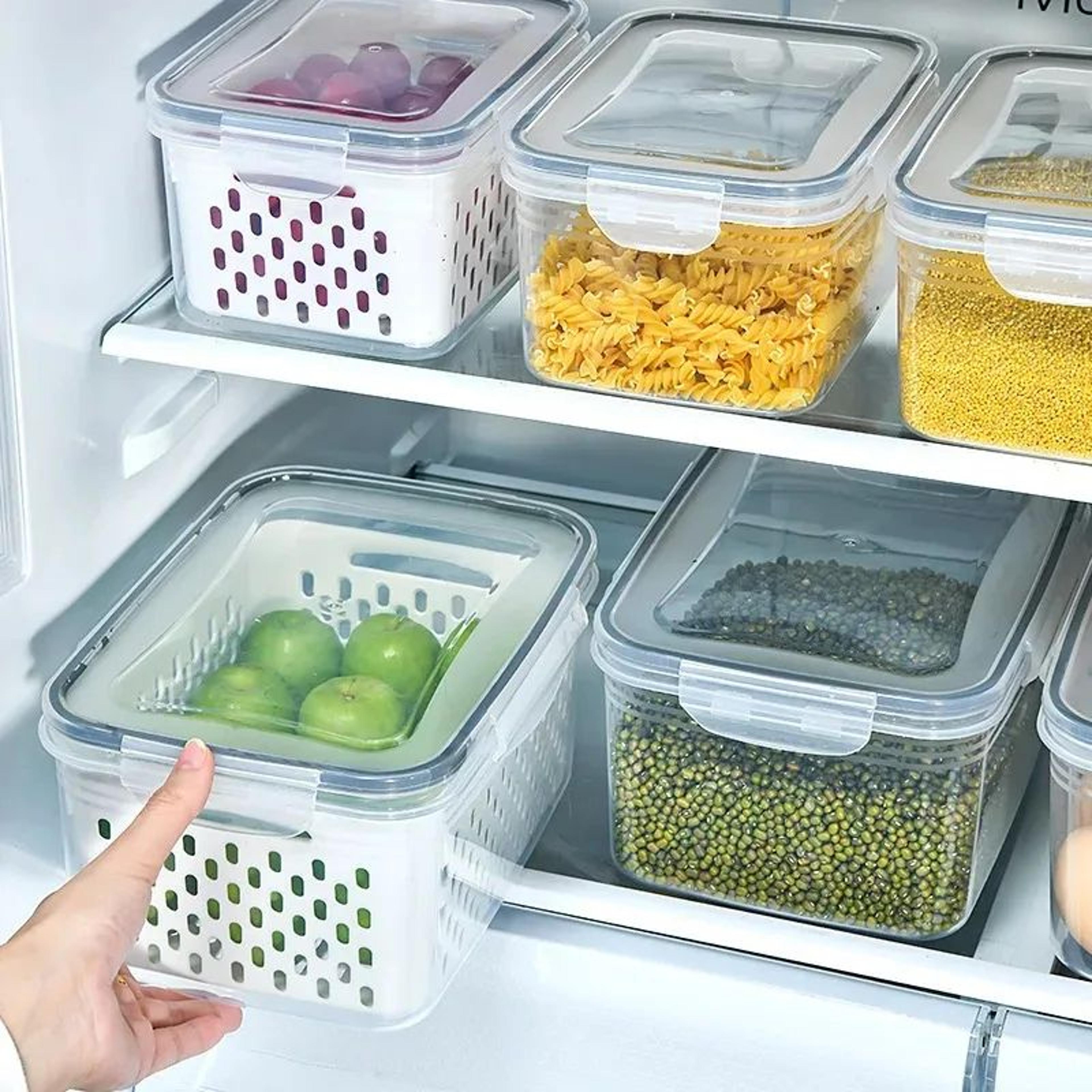 Double Layer Fresh Food Storage Container With Drain Basket 2
