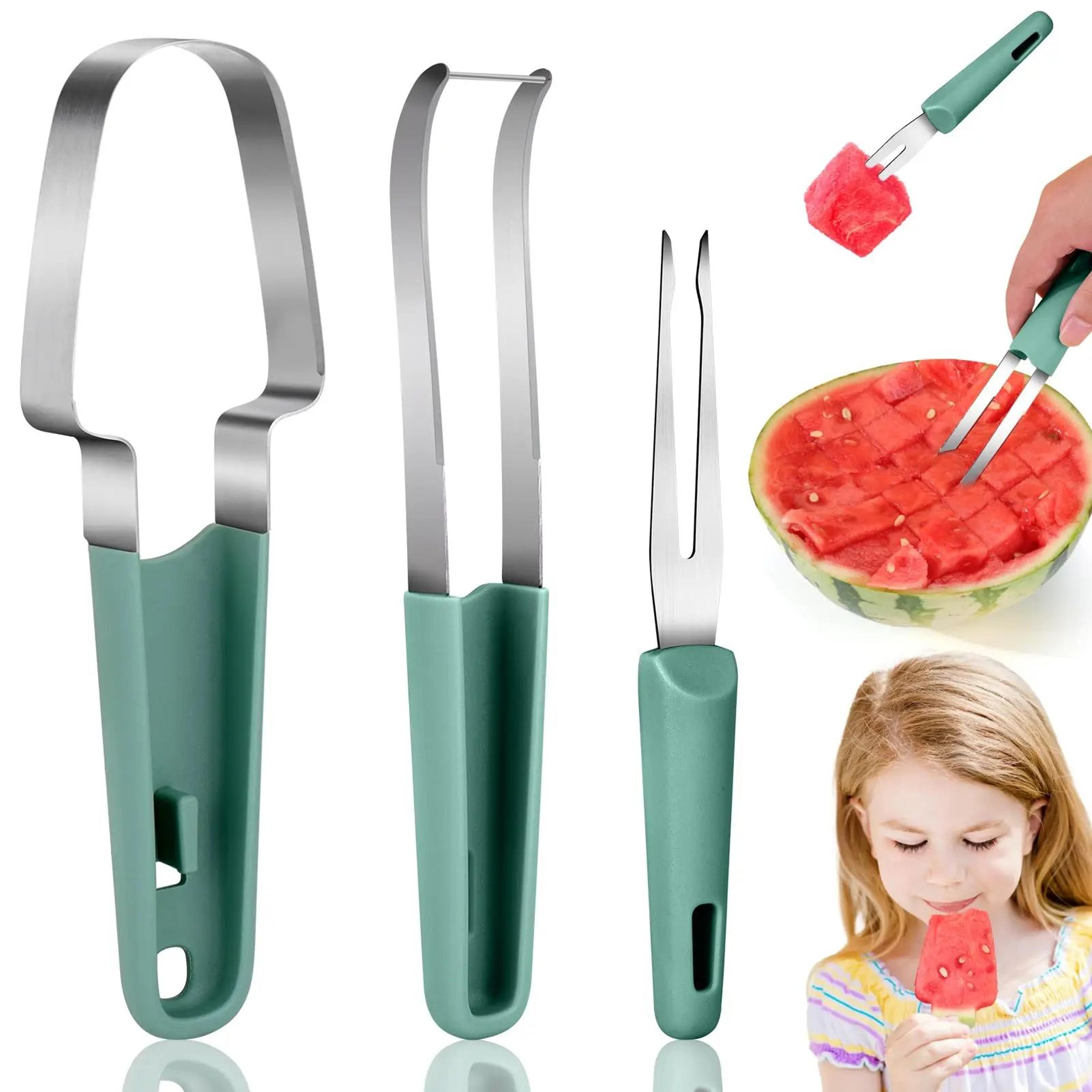 stainless steel watermelon cutter slicer and serving fork tool