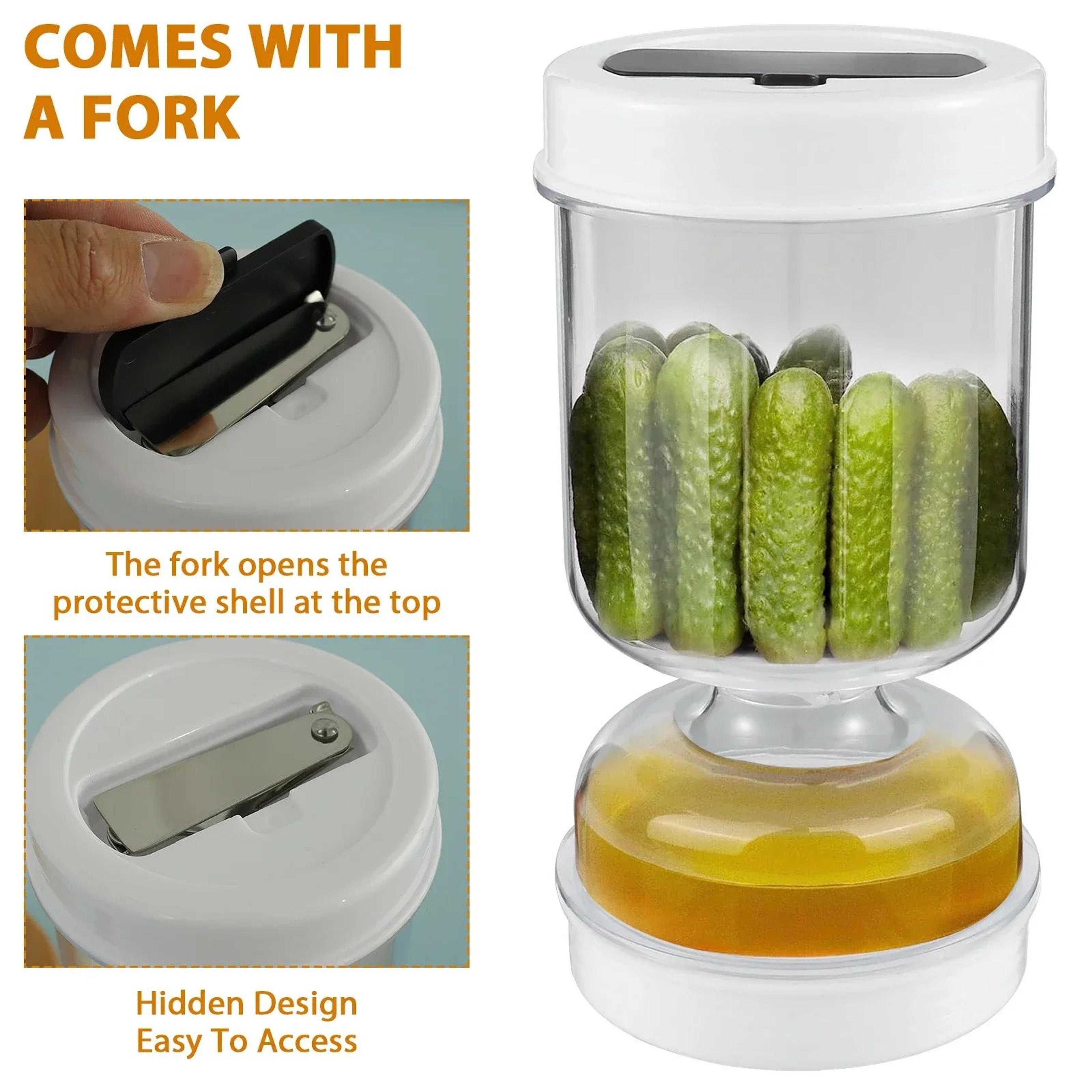 Airtight Pickle Jar With Strainer And Fork Storage Container 4
