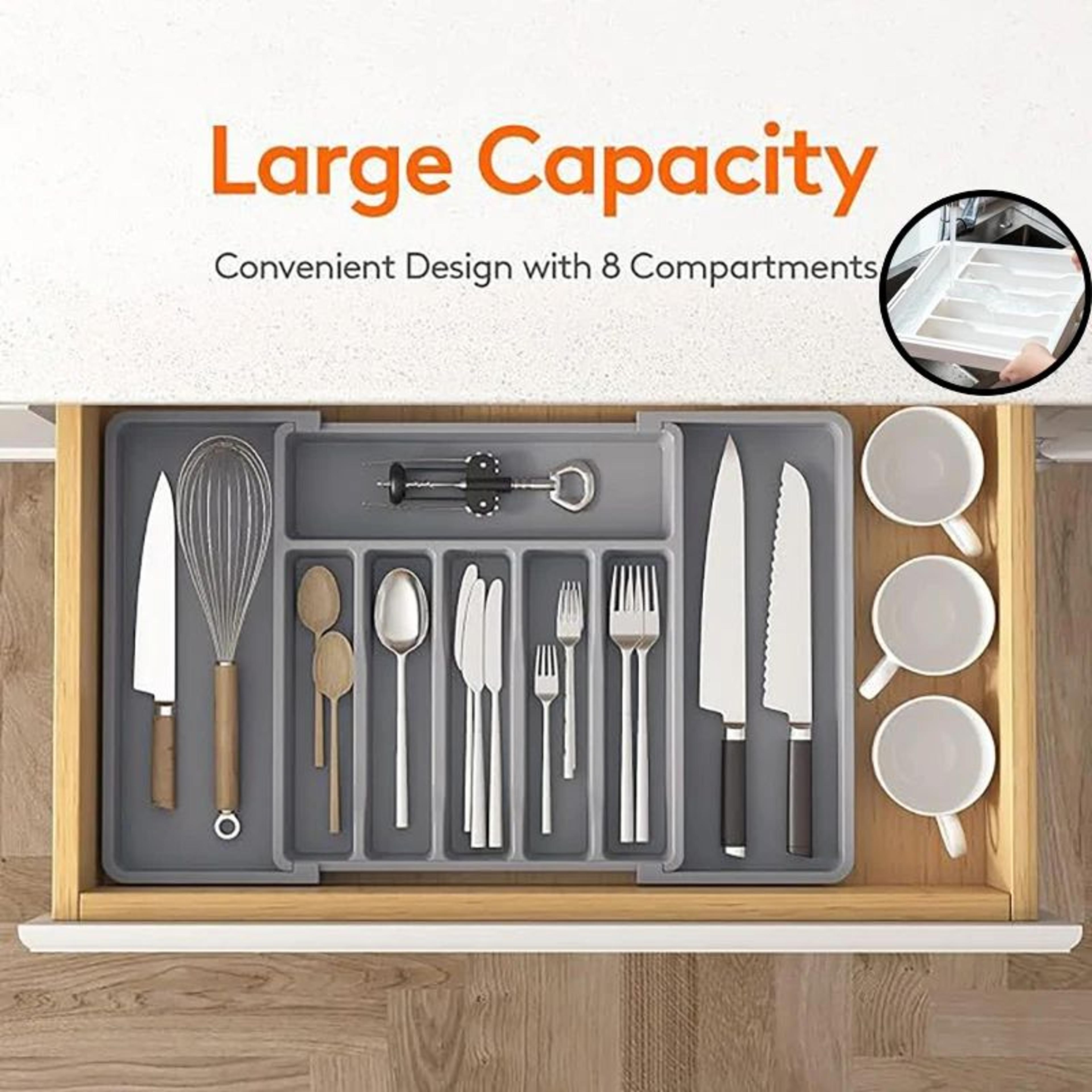 Expandable Cutlery Drawer Organizer Adjustable Kitchen Utensil Storage Tray 5