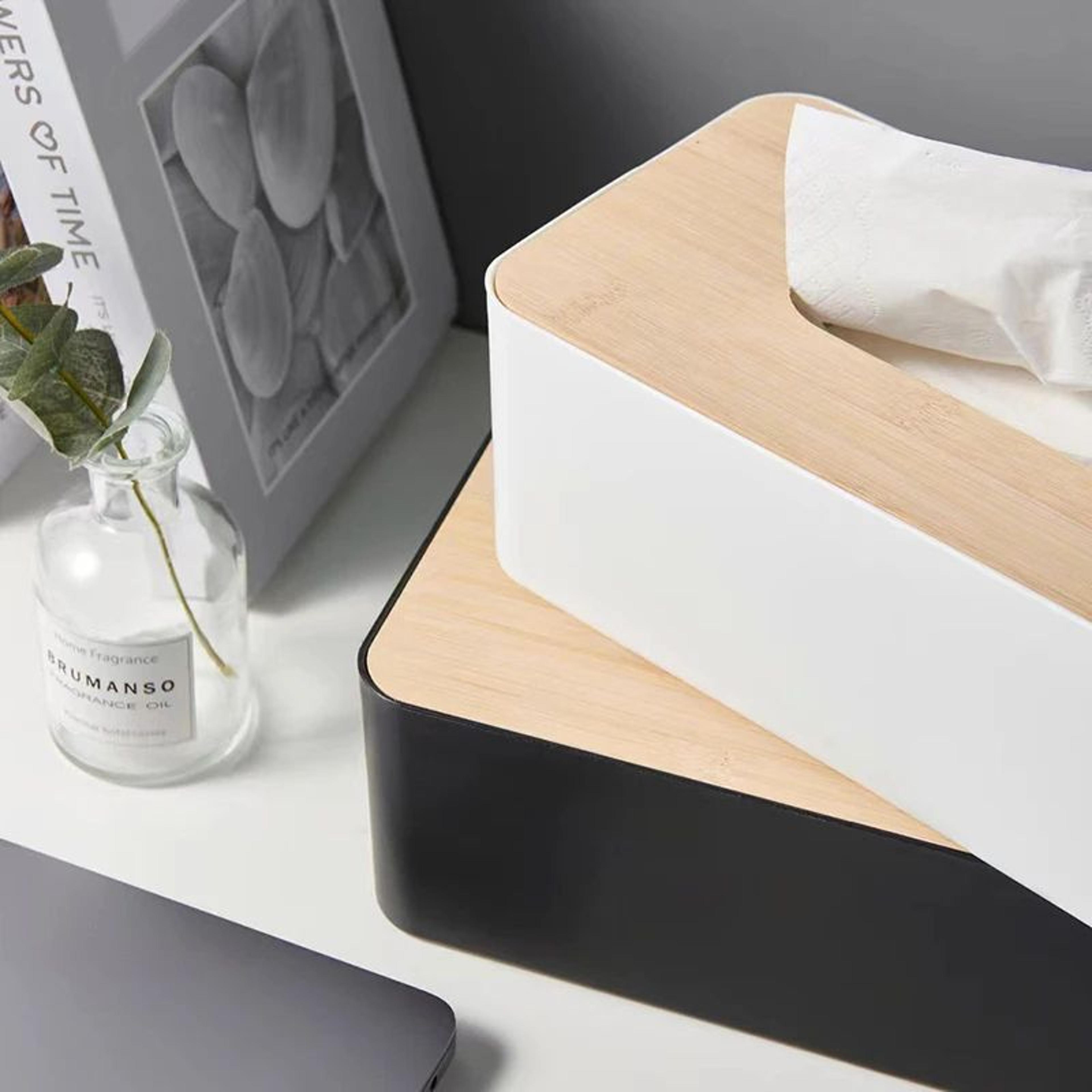Bamboo Tissue Box Cover Waterproof Rectangular Tissue Holder 3