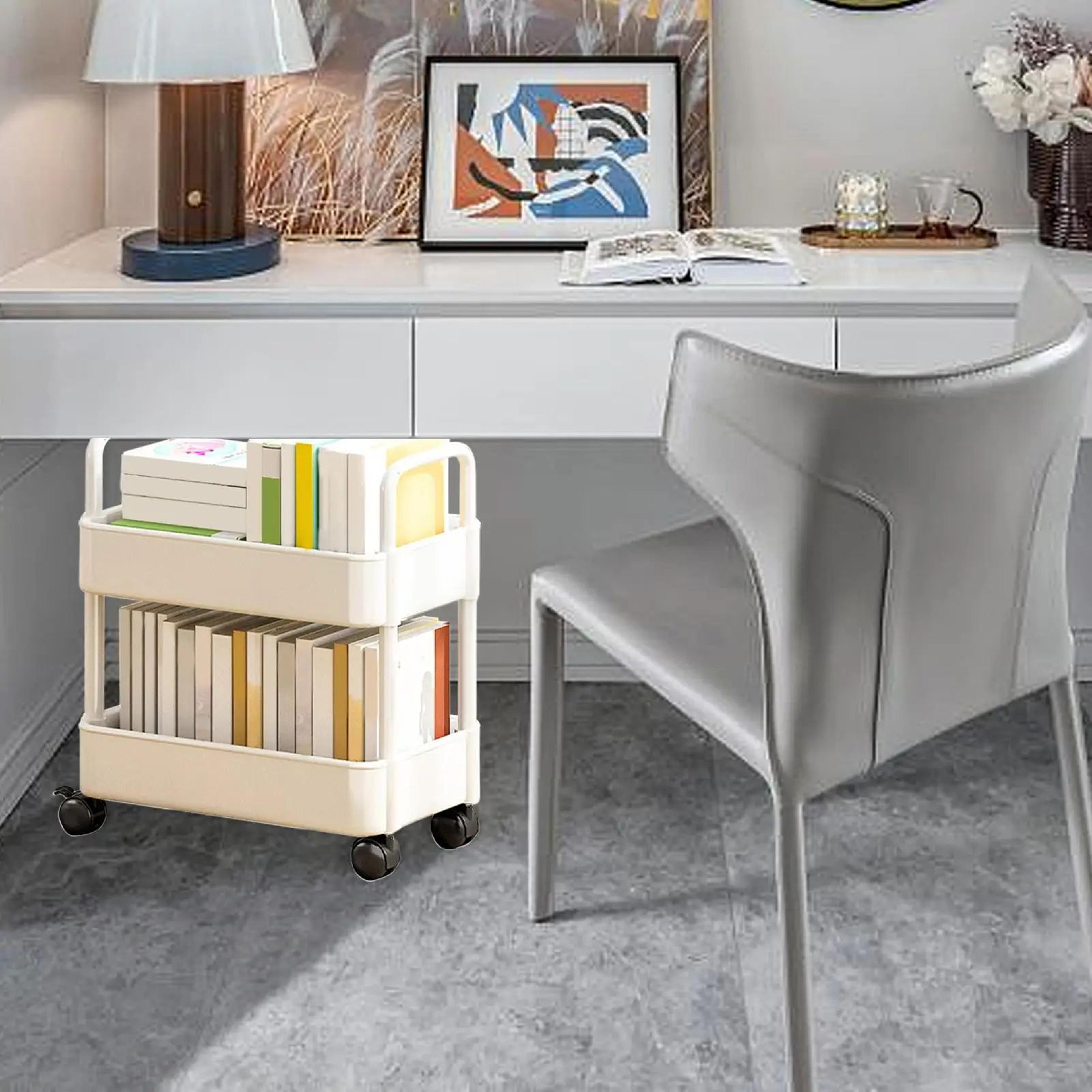 RollEase 2 Tier Mobile Storage Cart Bookshelf 3