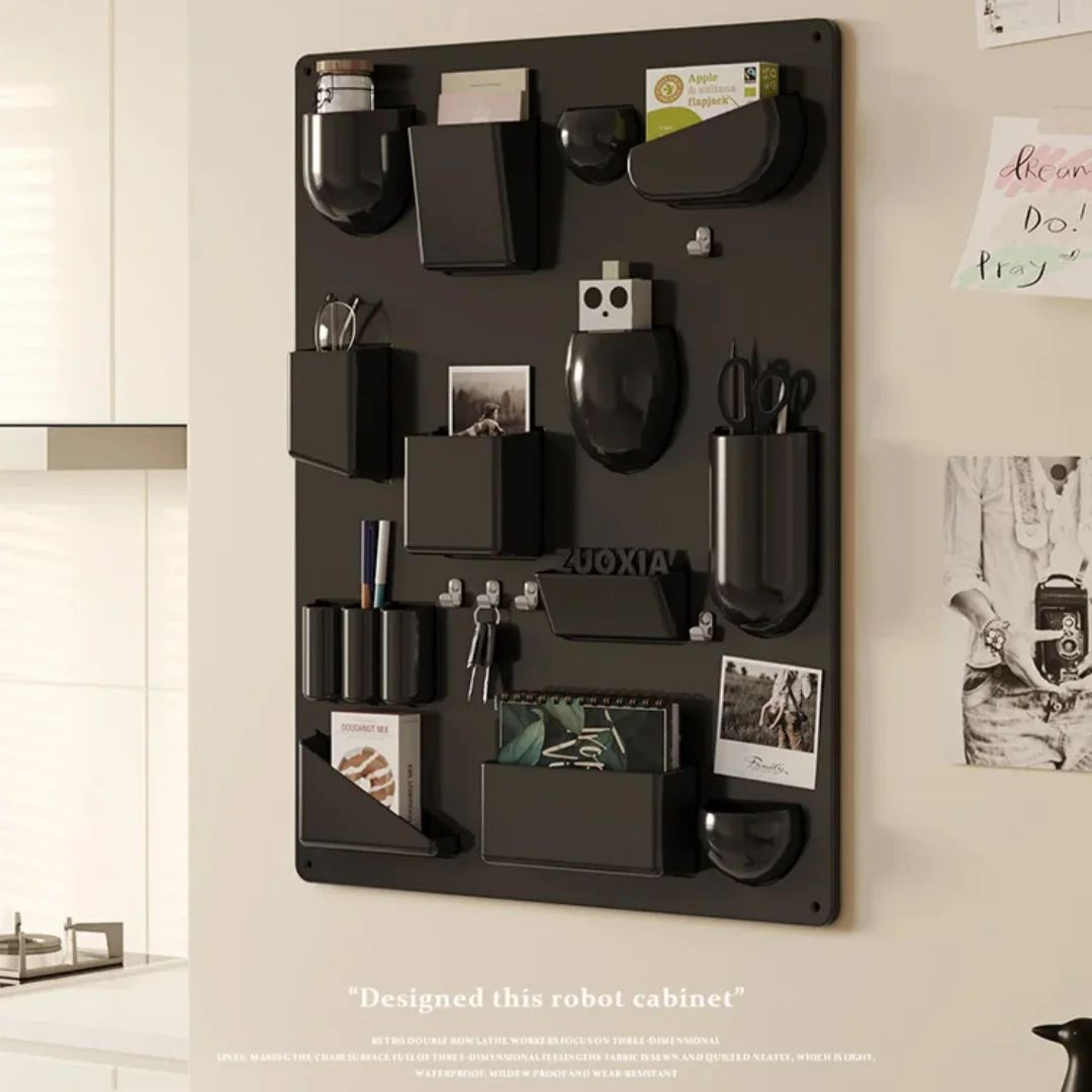 FlexiStore Wall Mounted Organizer Shelf With Adjustable Storage And Hooks 1