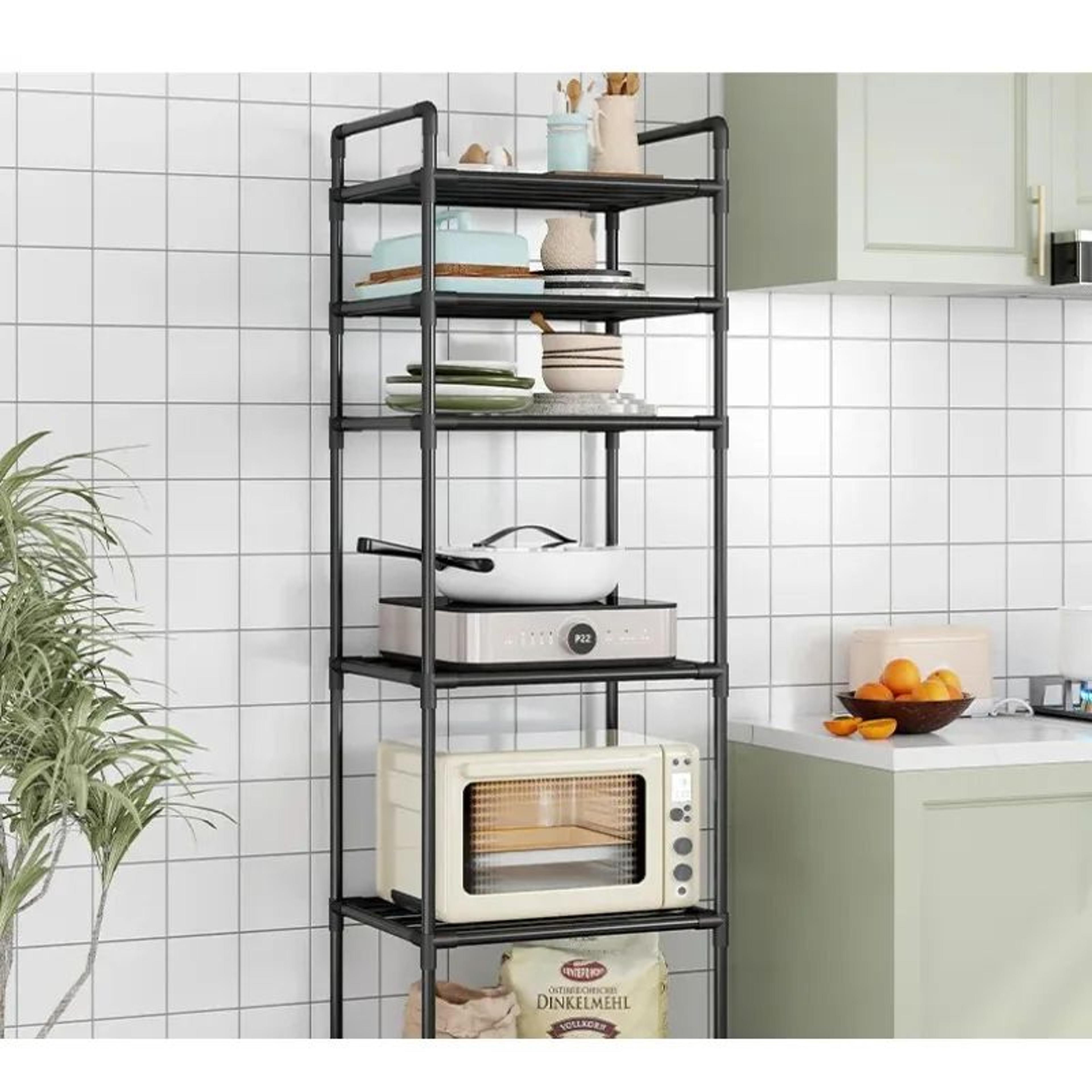 Floor To Ceiling Kitchen Storage Rack And Microwave Stand Organizer 0