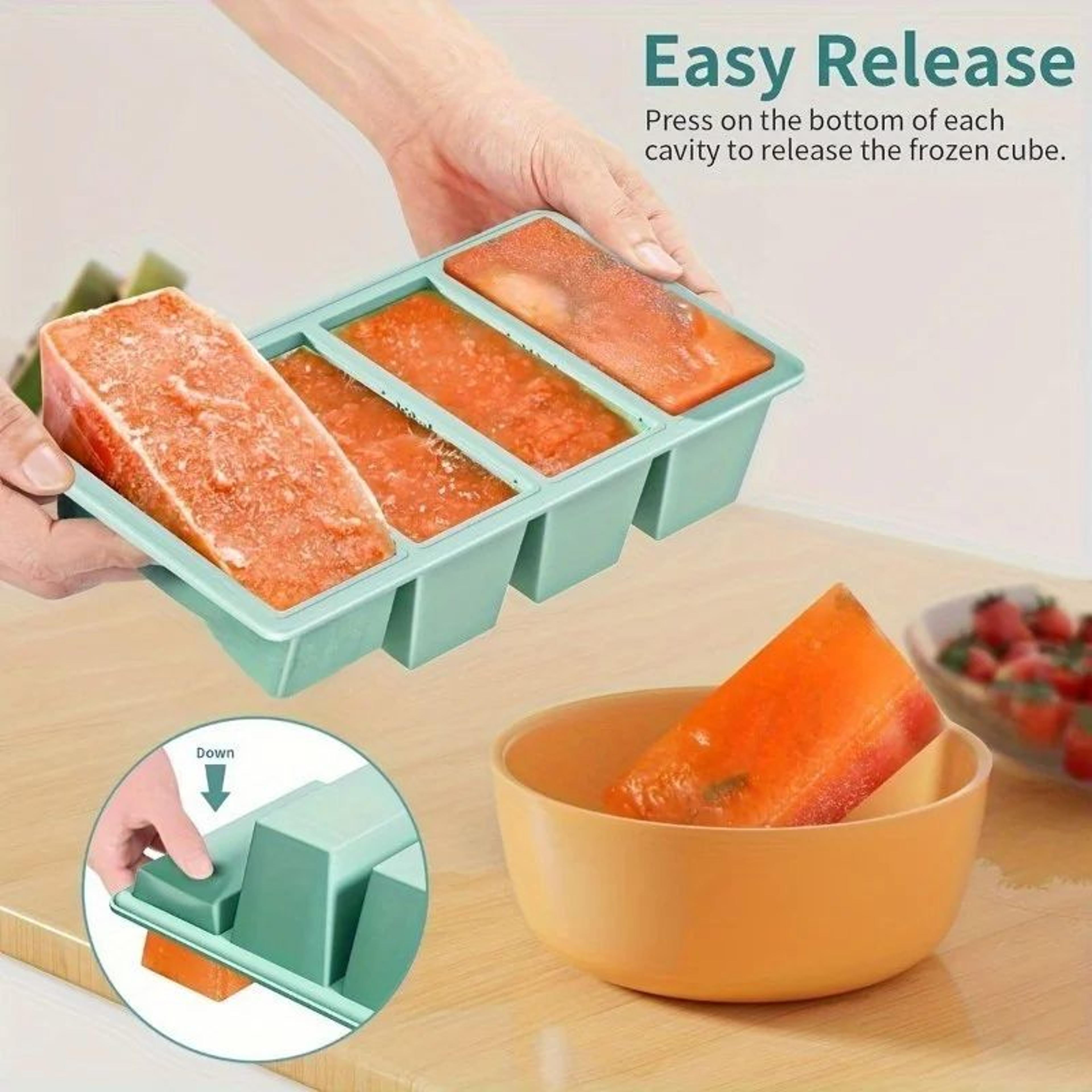 Silicone Freezer Tray With Lid Stackable Food Storage Container 4