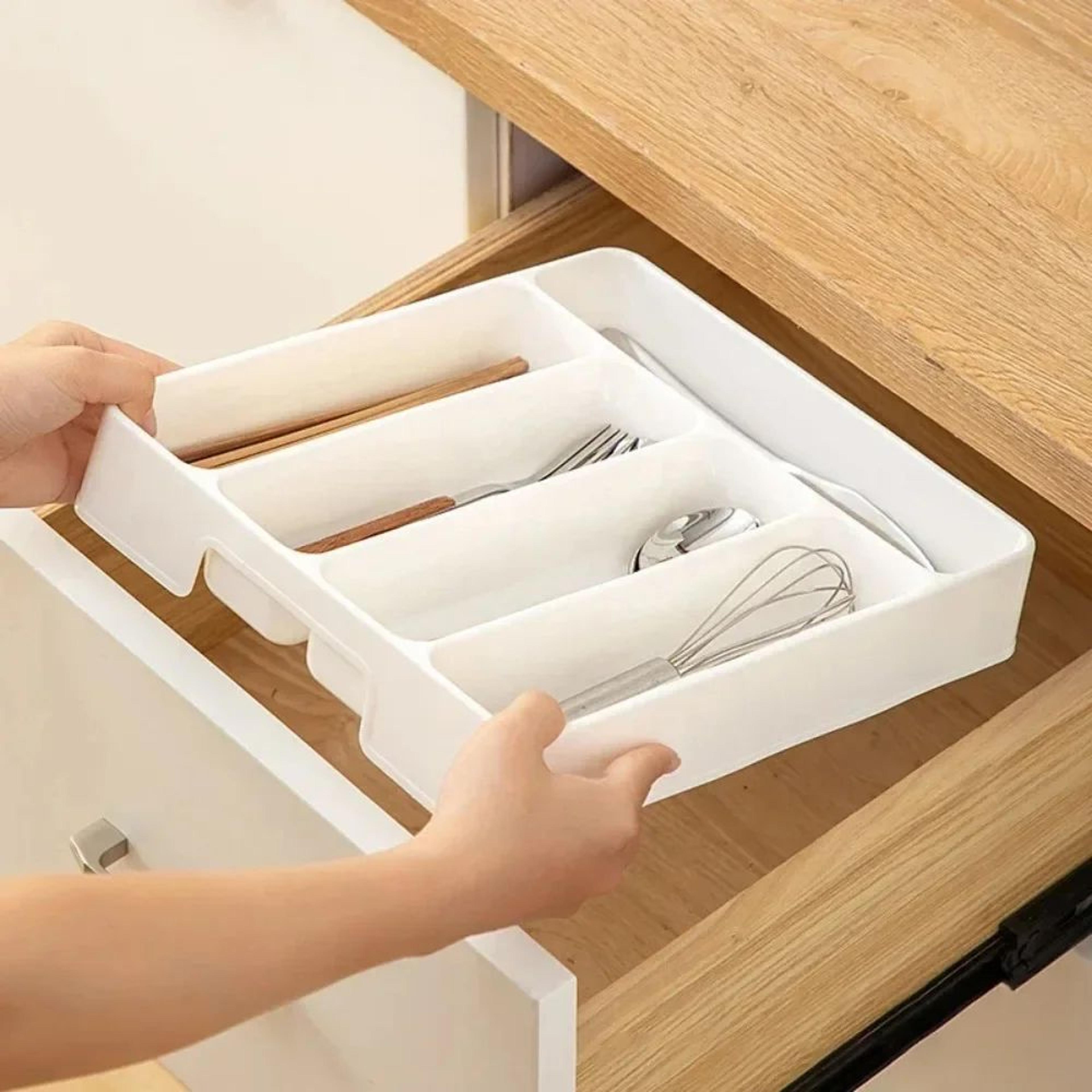 kitchen cutlery organizer tray drawer divider with 5 compartments