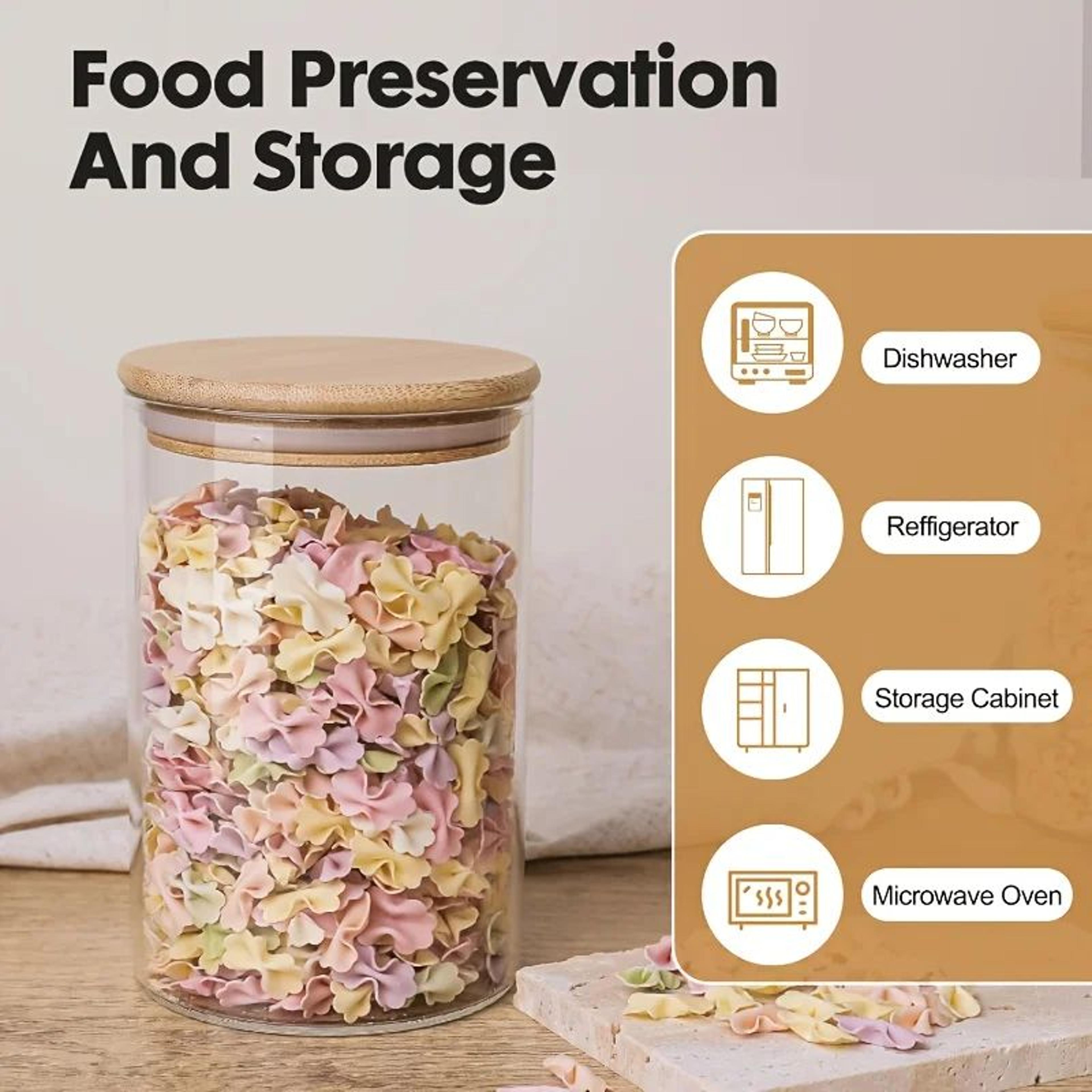Glass Storage Jar Set With Bamboo Lids Airtight Kitchen Containers 2