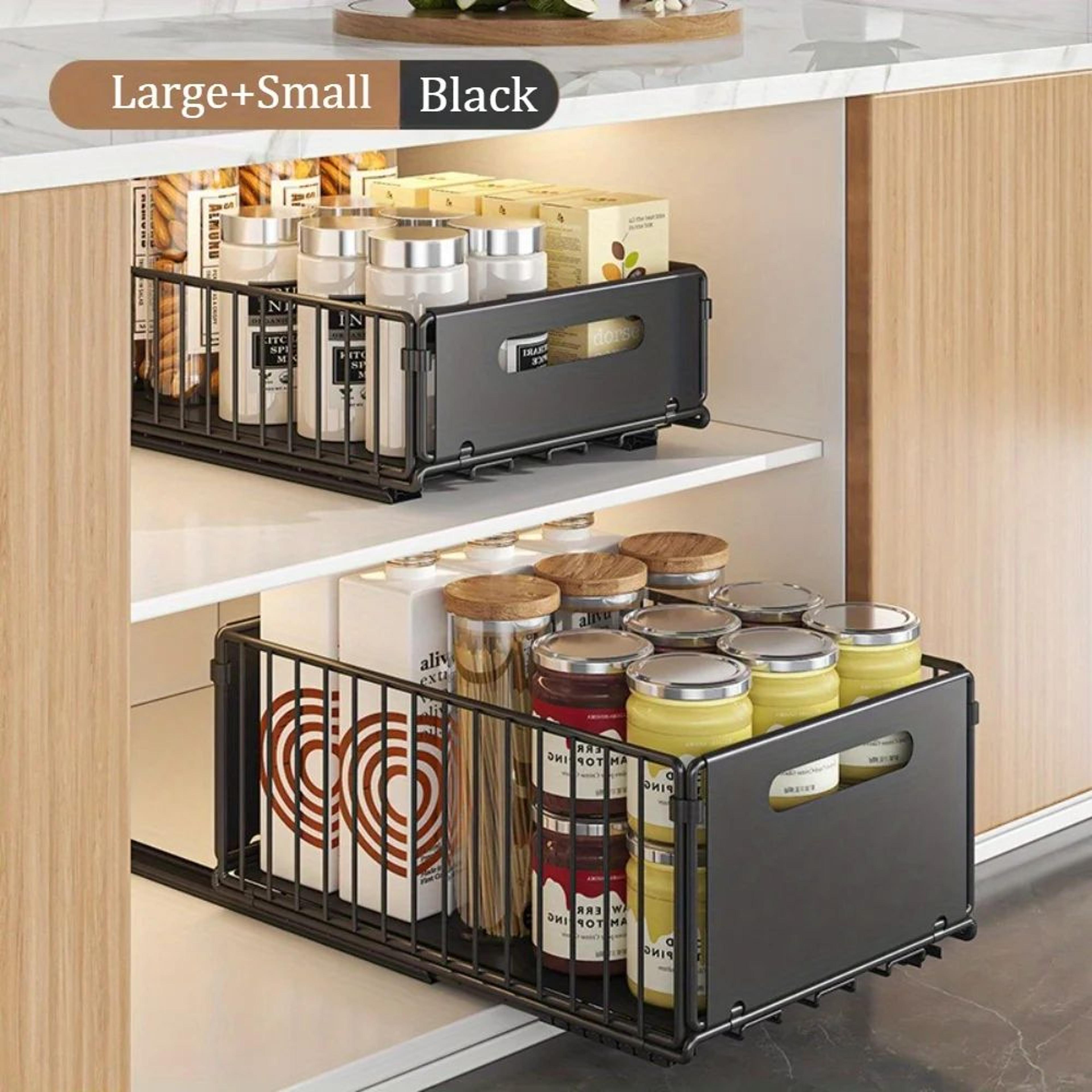 2 Tier Sliding Storage Basket Organizer 1