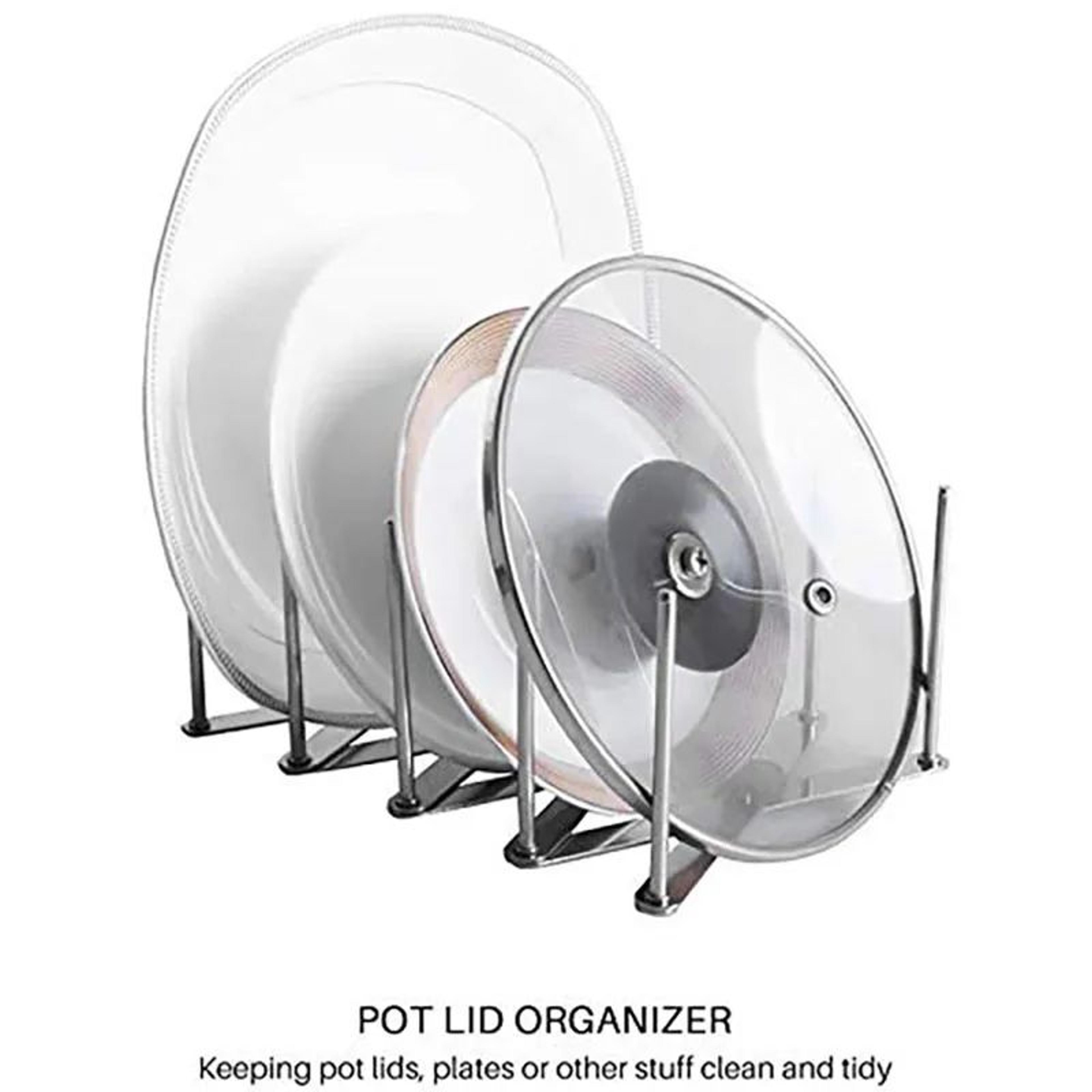 Adjustable Pan Lid And Plate Organizer Rack 4
