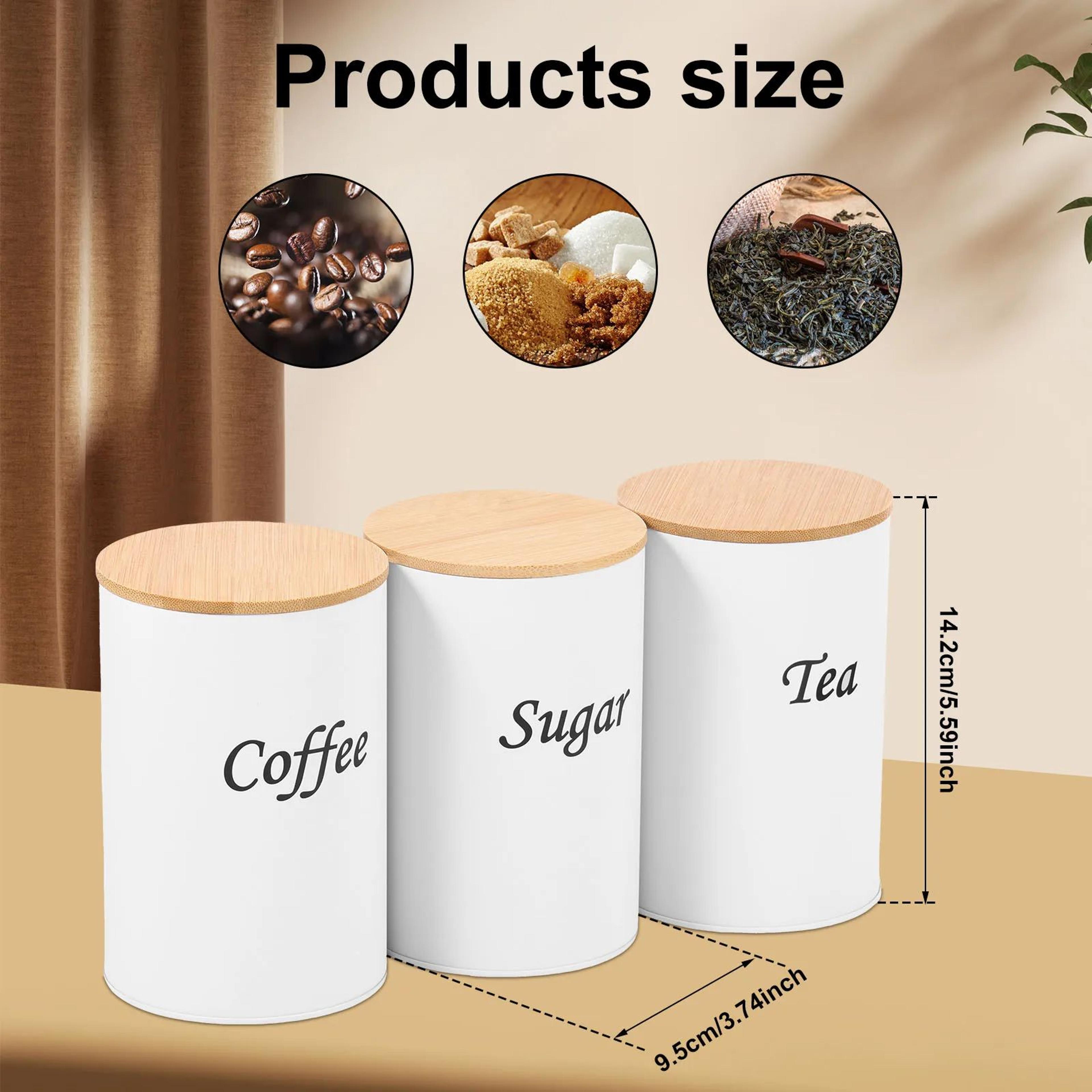 Metal Tea Coffee Sugar Canister Set With Lids 3 Piece Kitchen Storage Containers 10