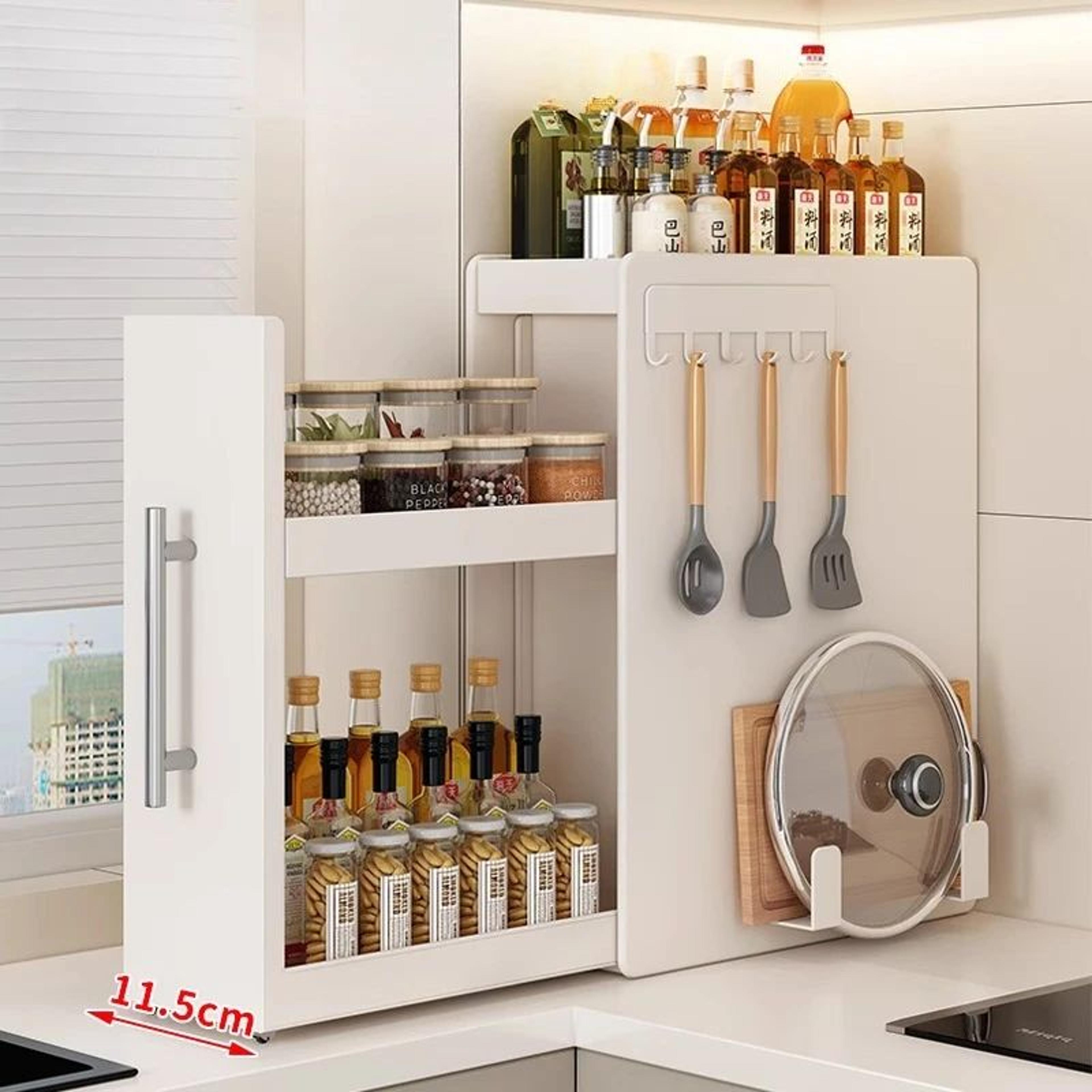 Slim Pull Out Spice Rack Organizer With Magnetic Storage Accessories 2