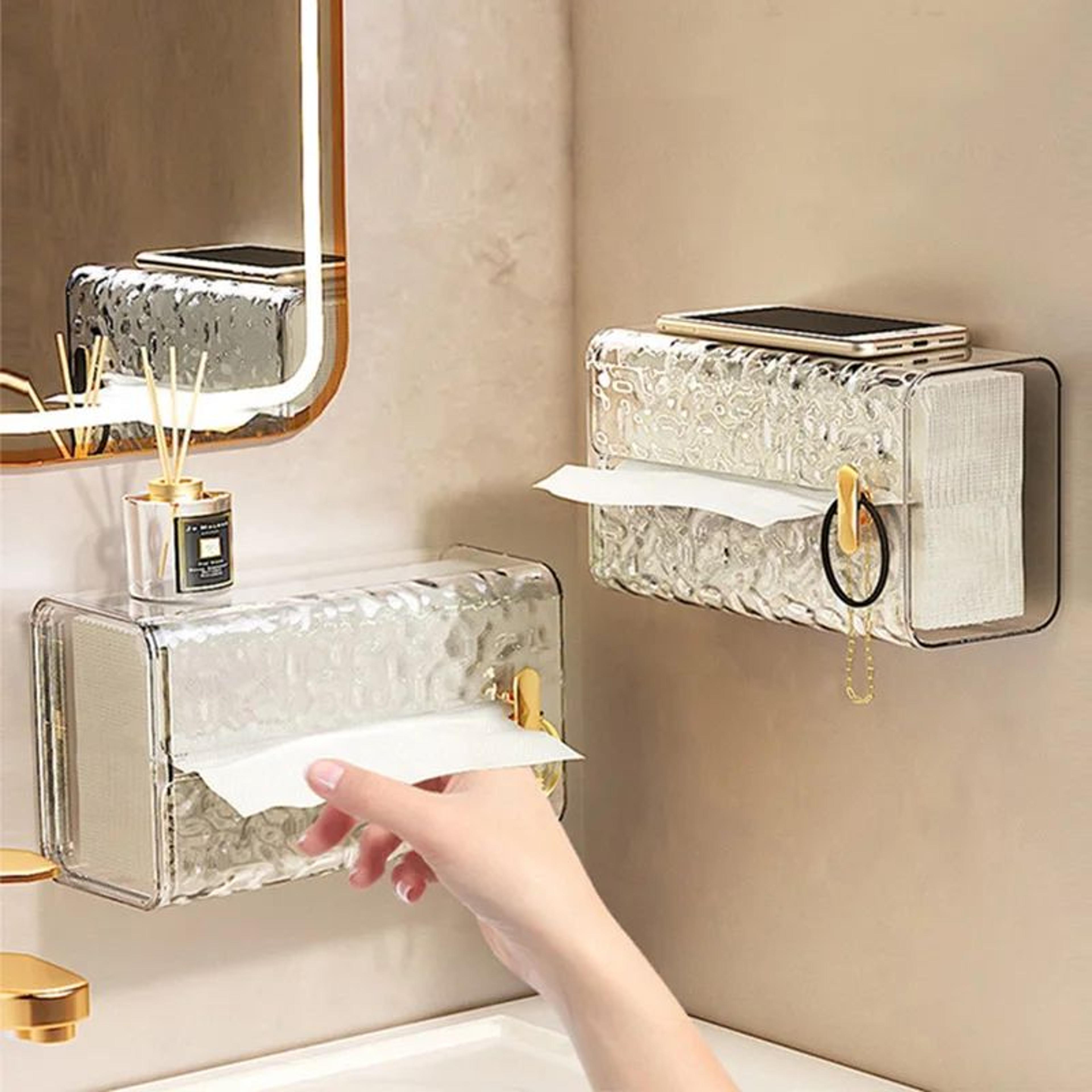Transparent Wall Mounted Tissue Box Organizer 0