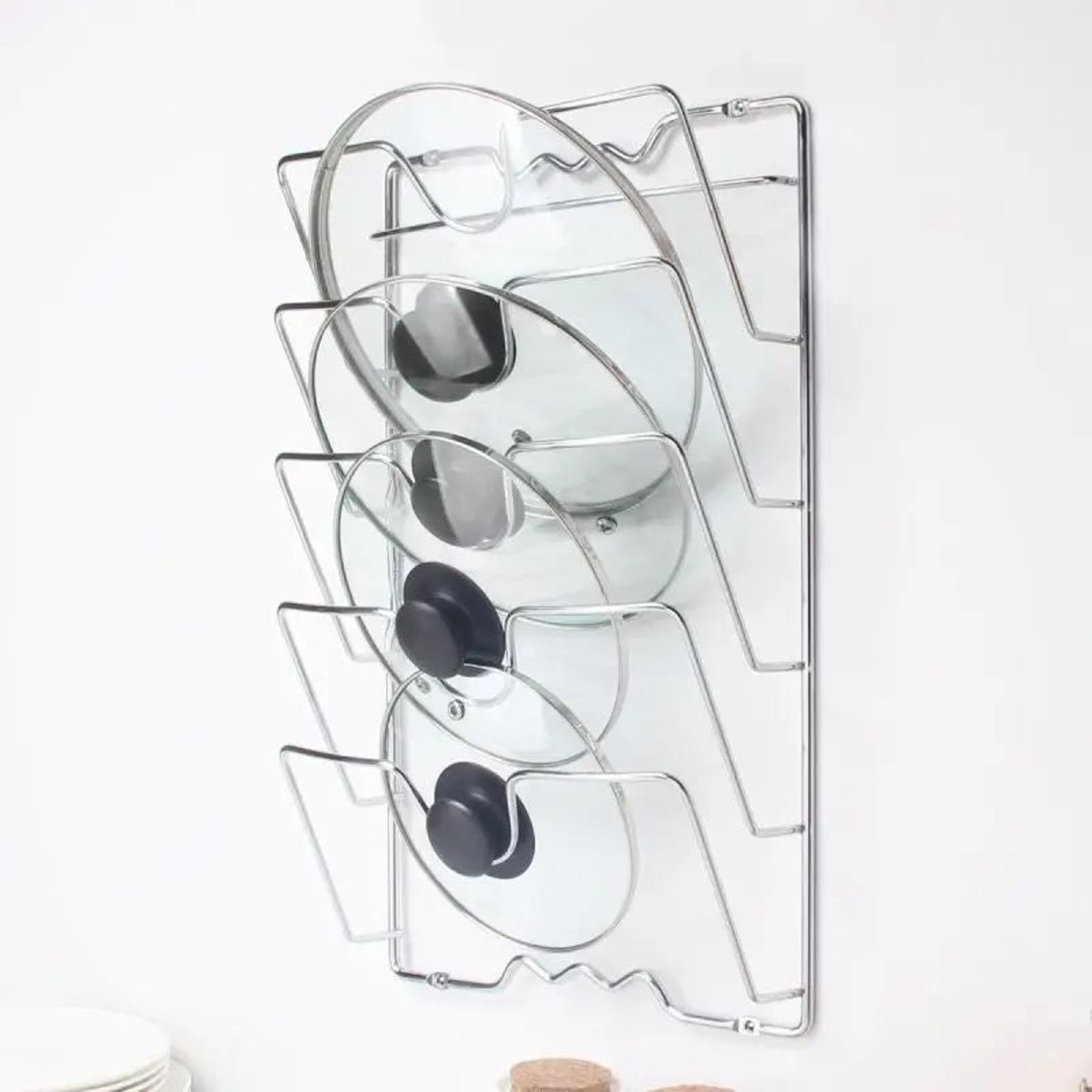 Five Tier Wall Mounted Pot Lid Organizer Rack 0