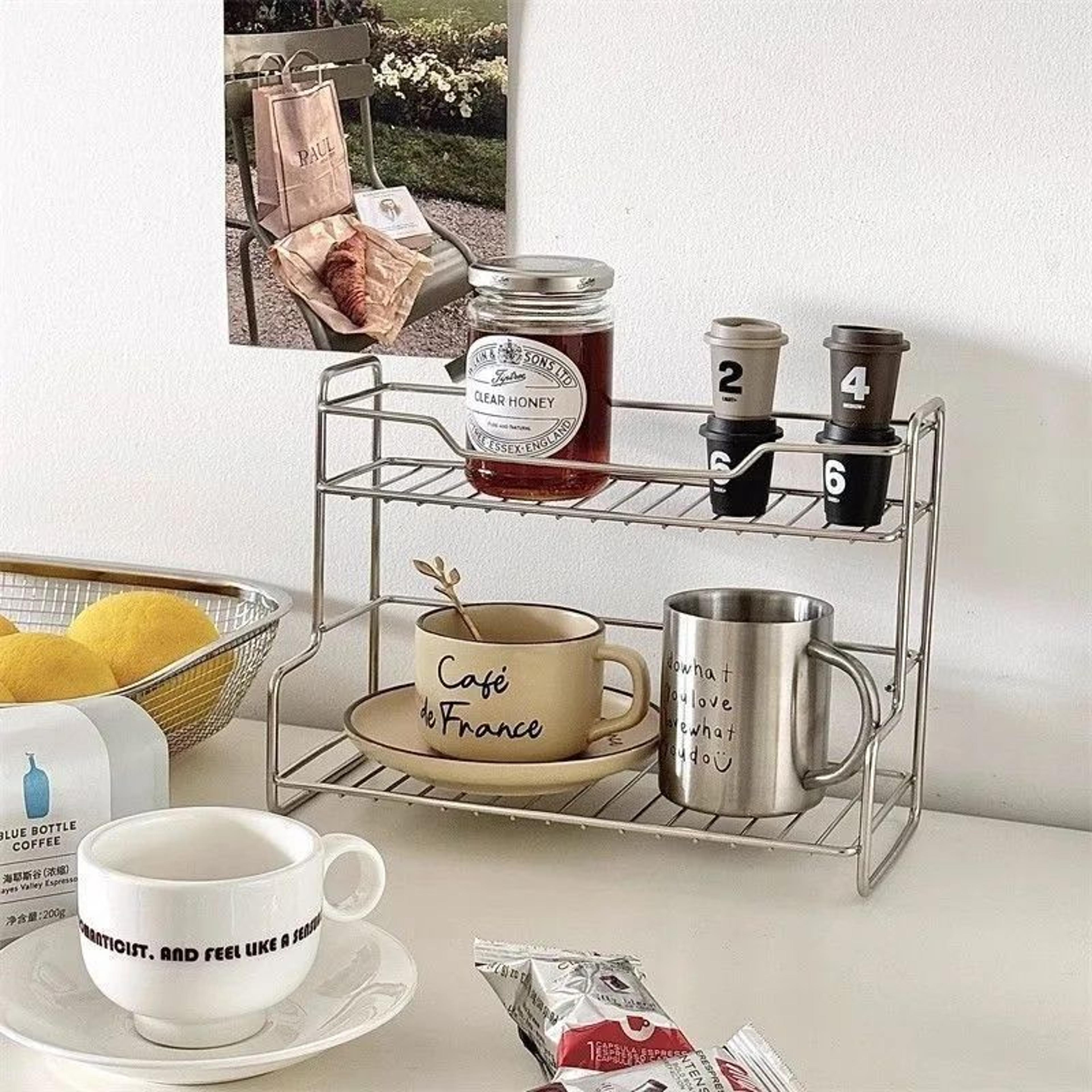 stainless steel countertop storage rack organizer