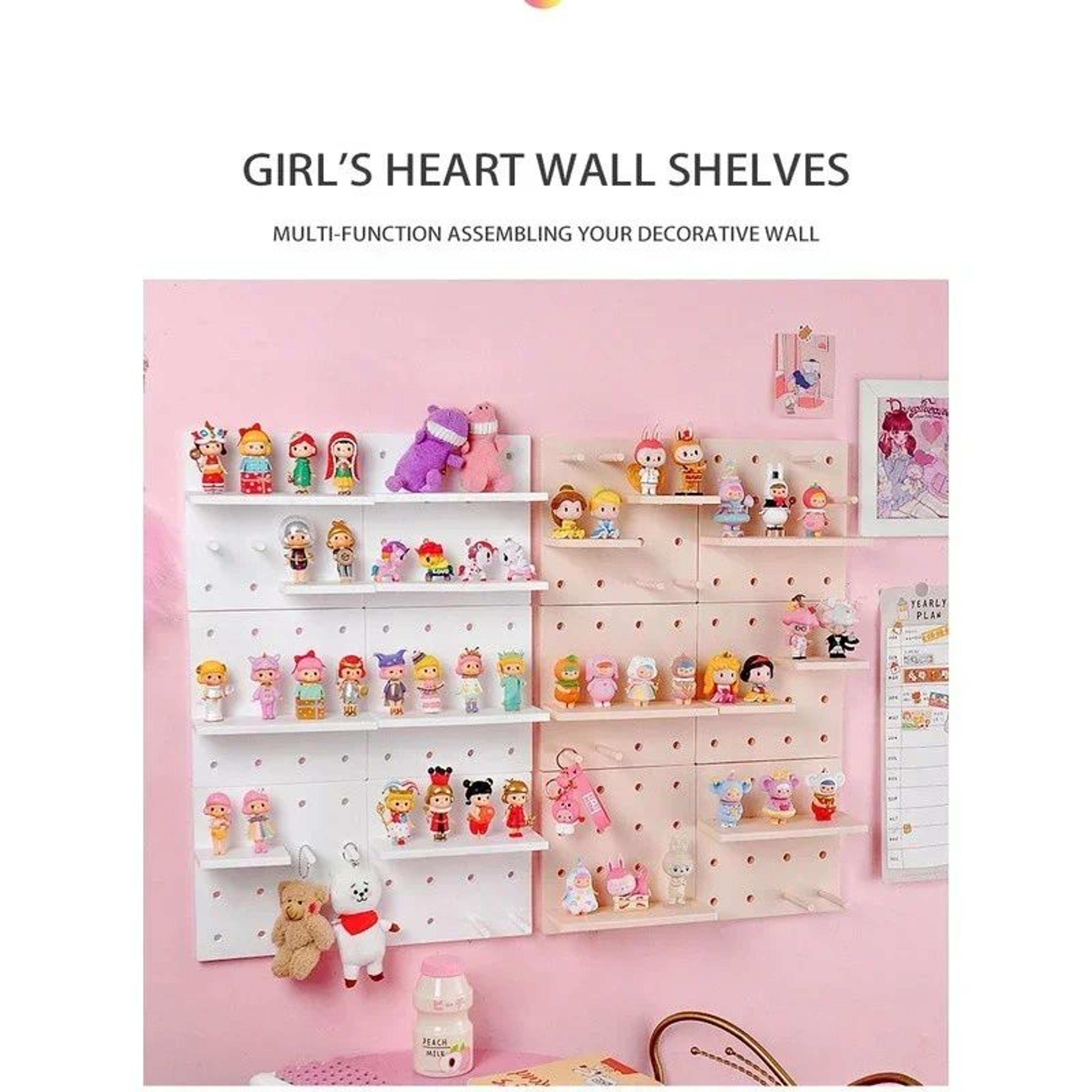 Punch Free Pegboard Wall Organizer Wall Storage Shelf Display Board 3