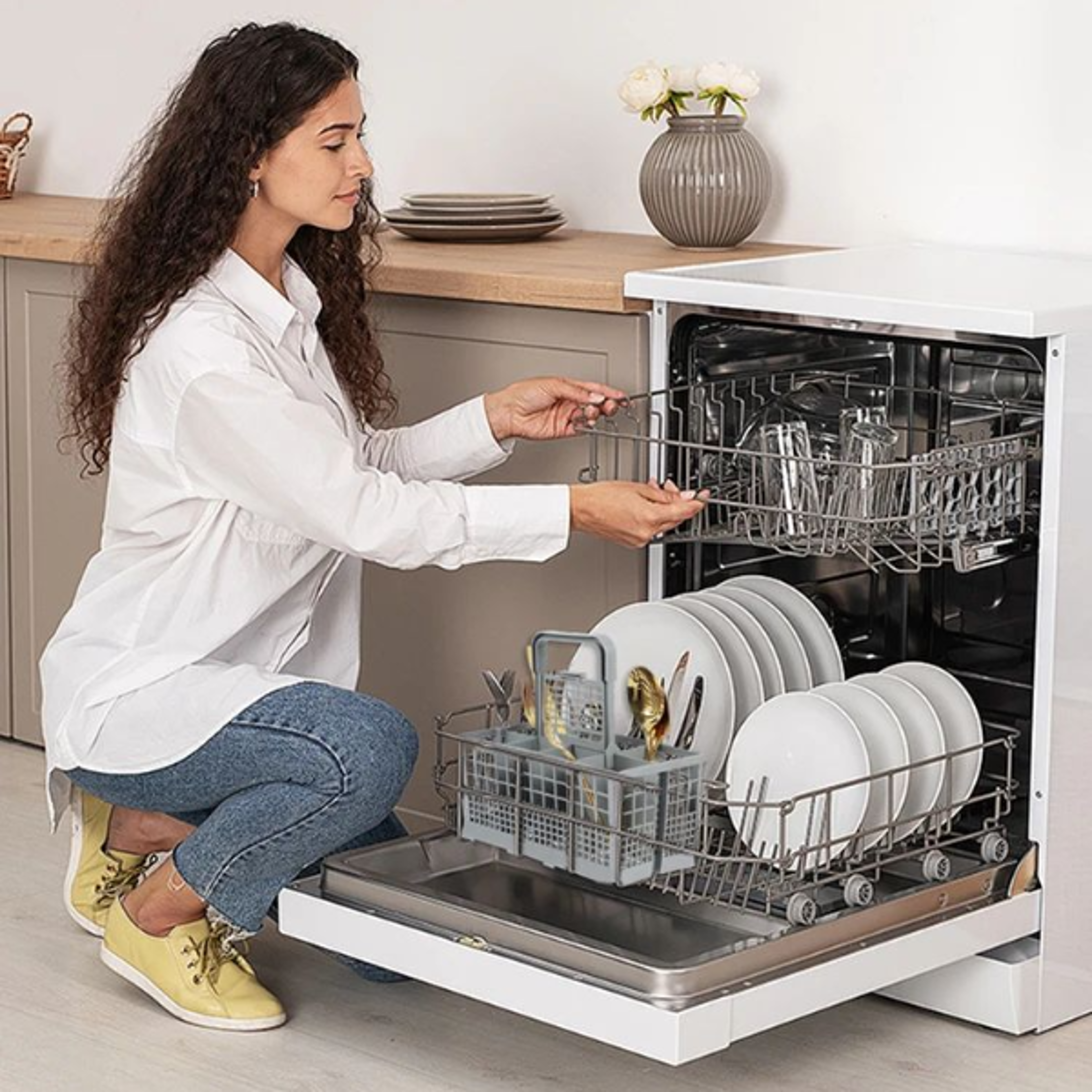 foldable dishwasher cutlery basket for organized utensil cleaning