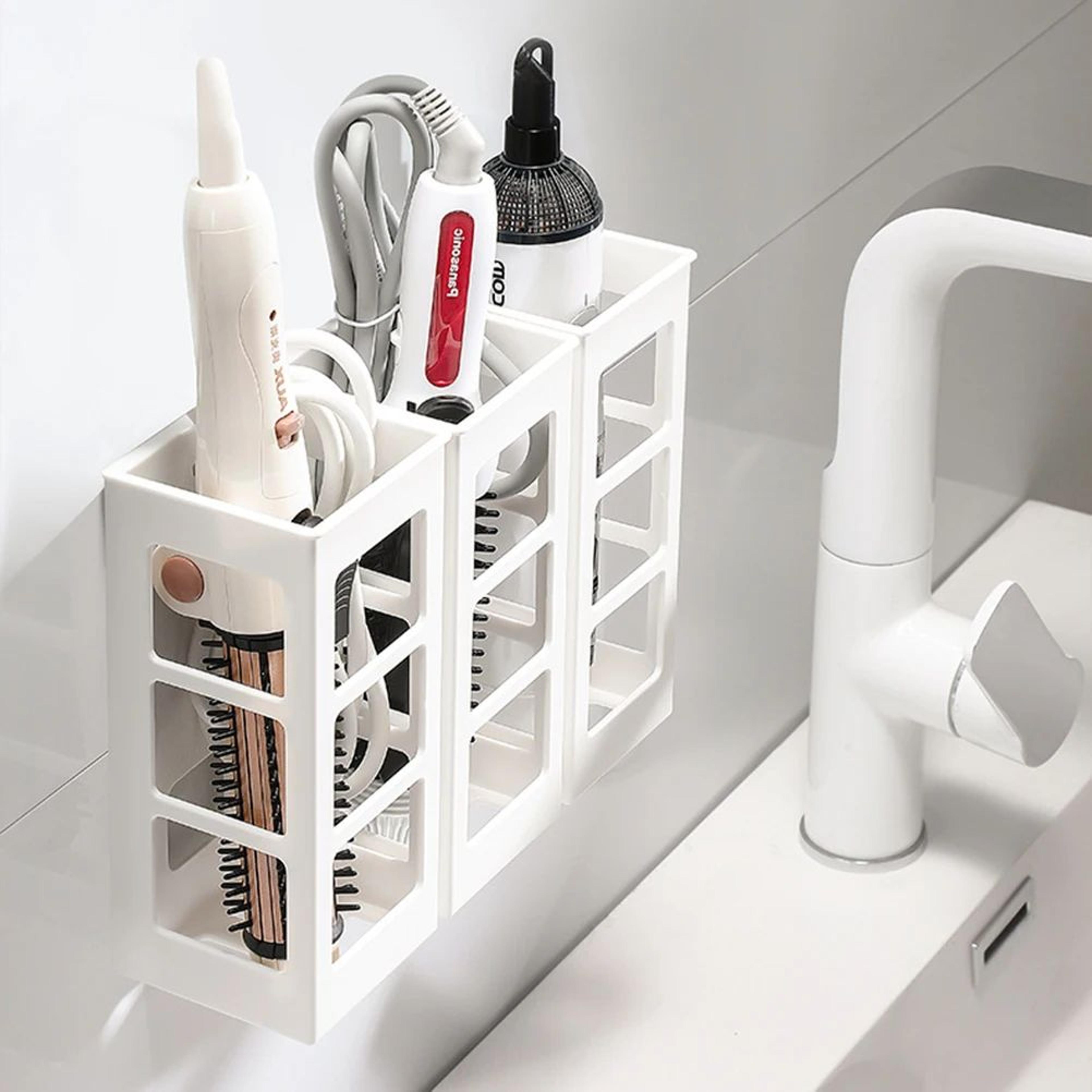 wall mounted hair tool organizer curling iron holder hair straightener storage rack
