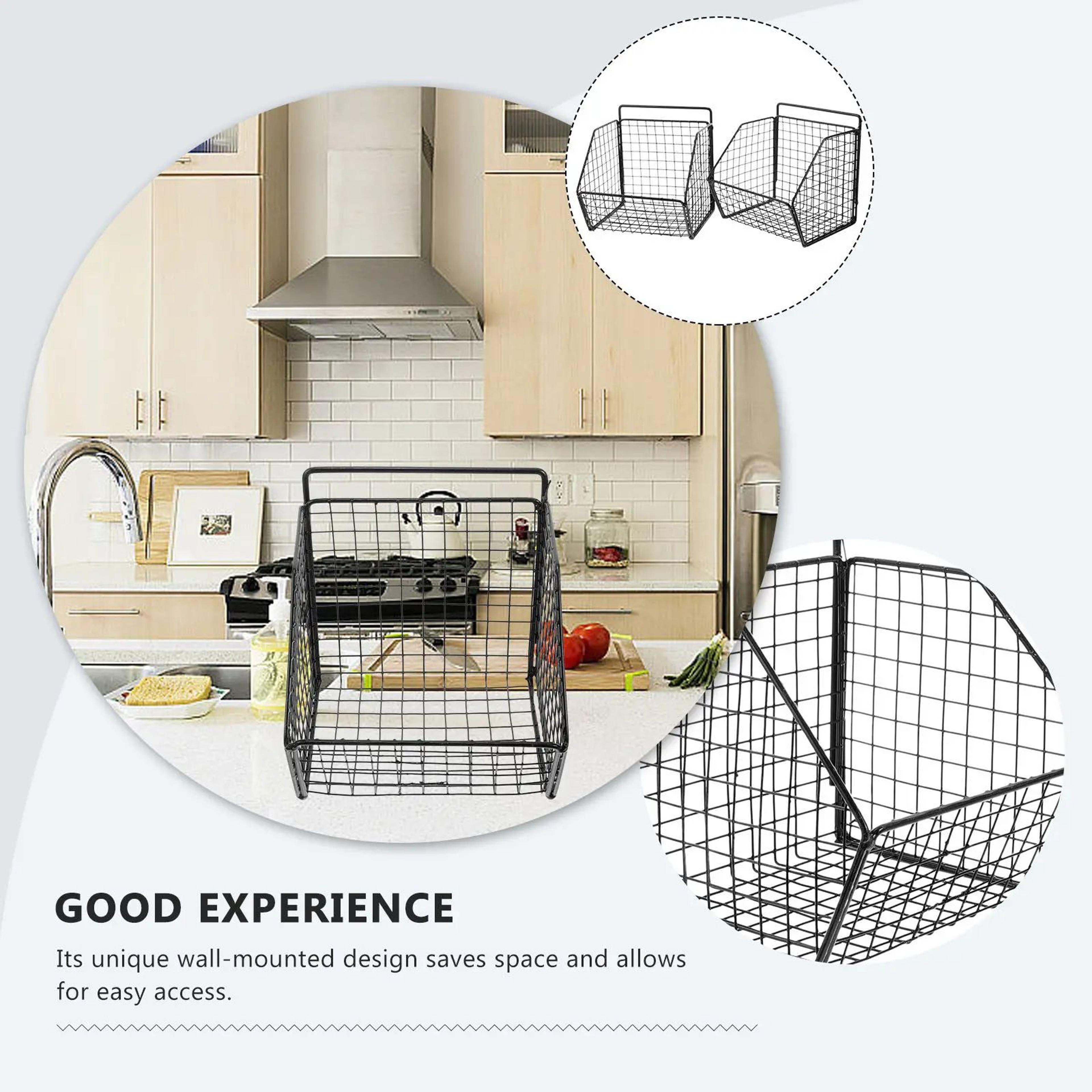 Wall Mounted Double Layer Kitchen Storage Basket Metal Kitchen Organizer 2