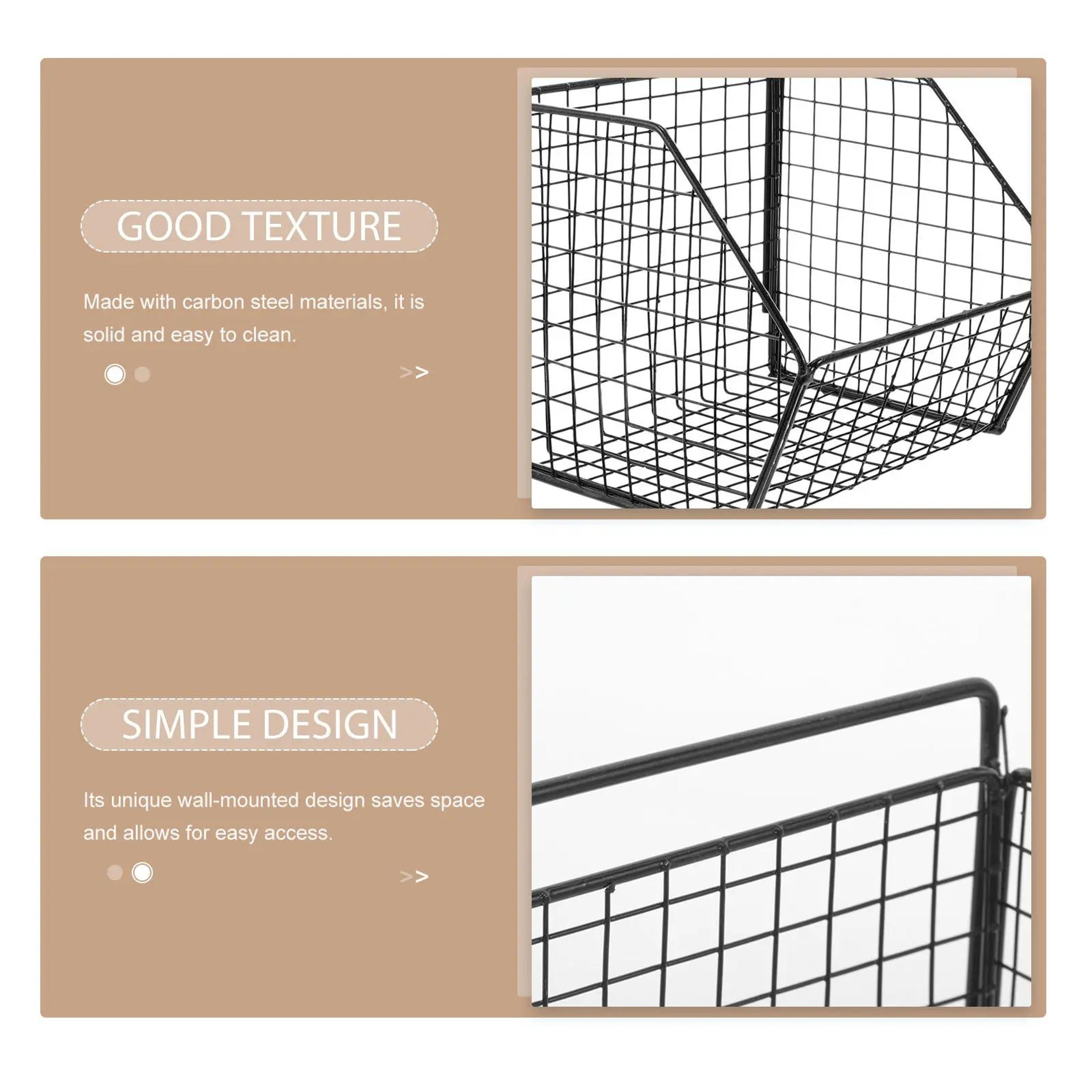 Wall Mounted Double Layer Kitchen Storage Basket Metal Kitchen Organizer 3