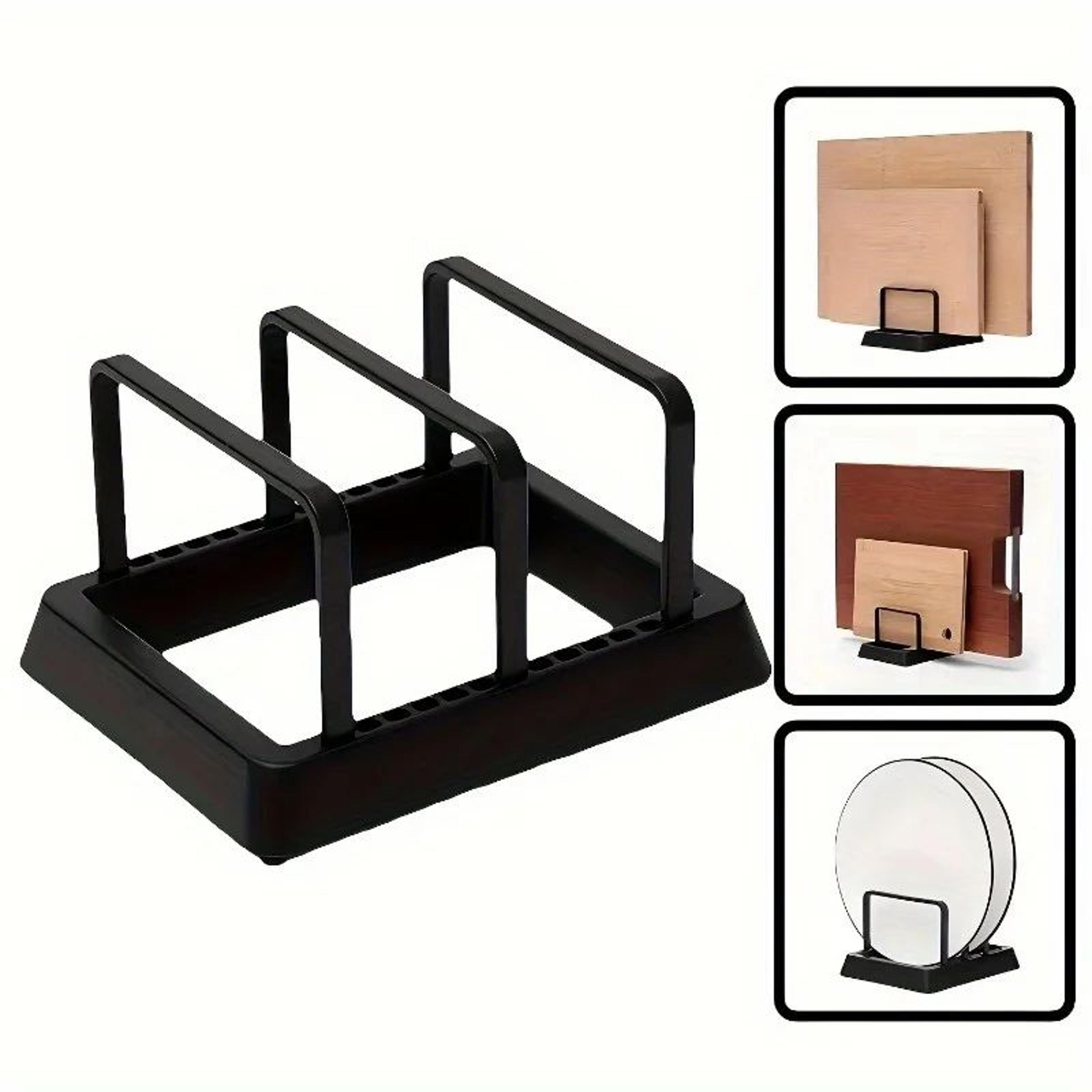 3 in 1 kitchen organizer rack pot lid cutting board and pan storage holder