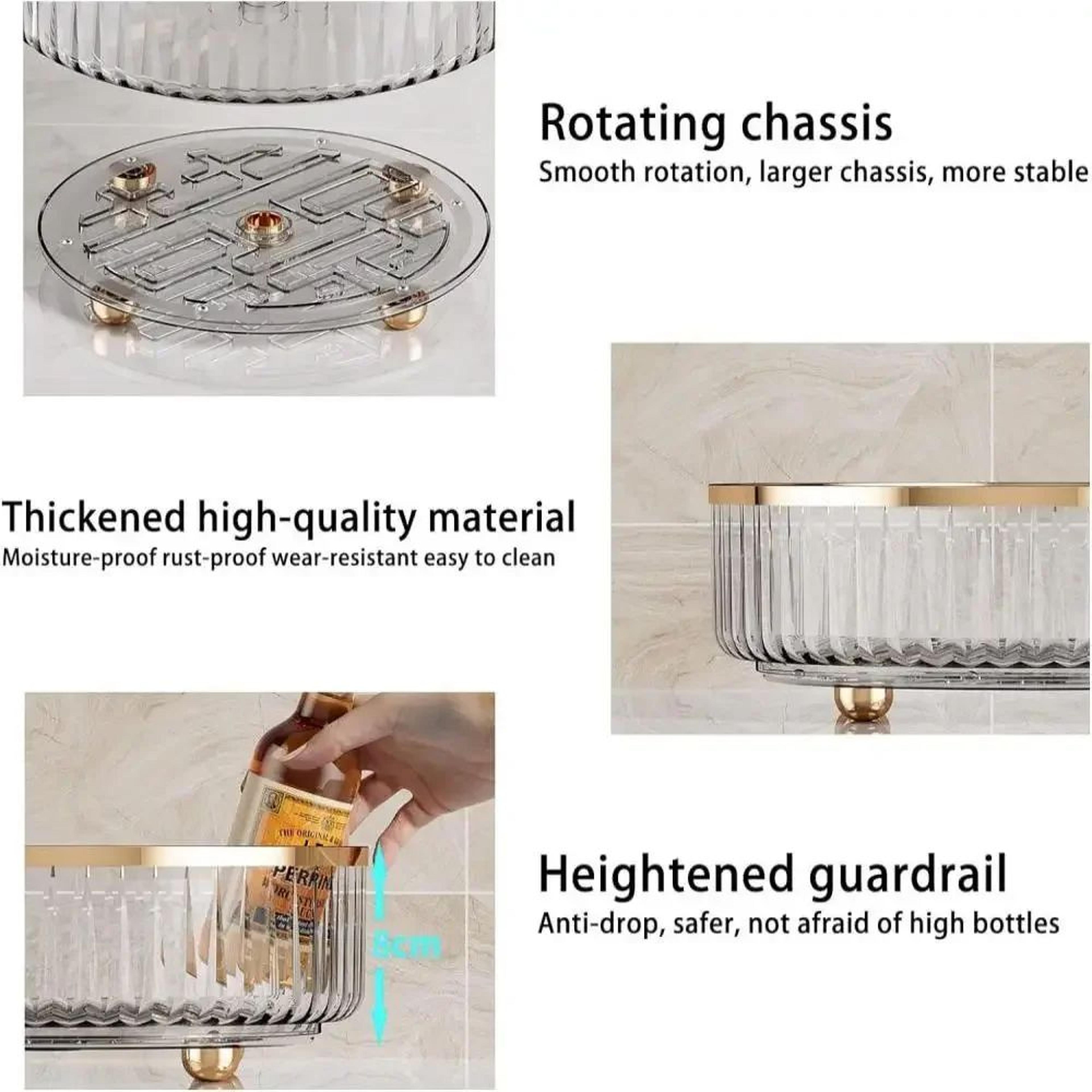 Rotating Pantry Organizer Turntable Storage Bin Clear Kitchen Lazy Susan 3