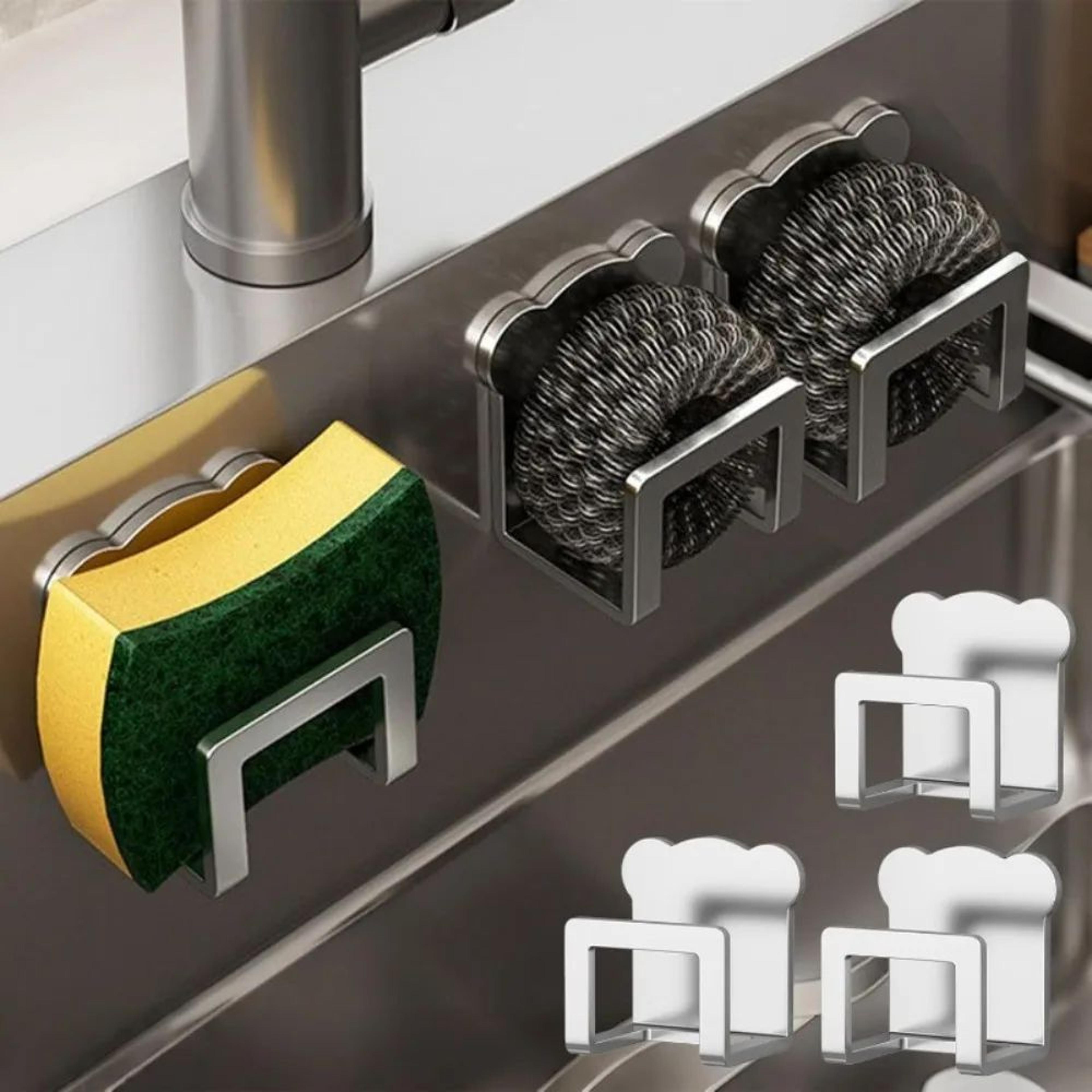 stainless steel sponge holder adhesive sink organizer