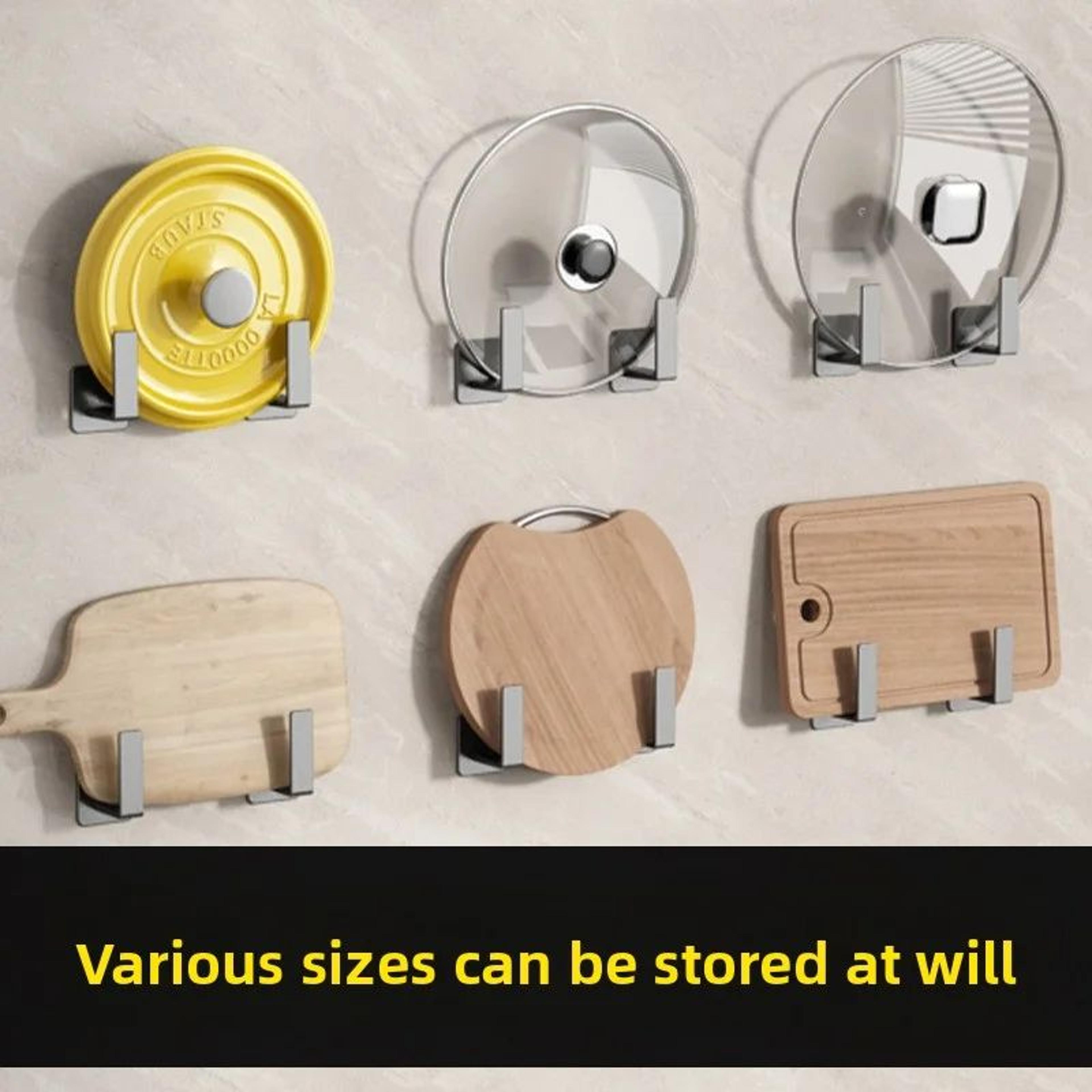 Wall Mounted Pot Lid Rack Cutting Board Storage Organizer 1