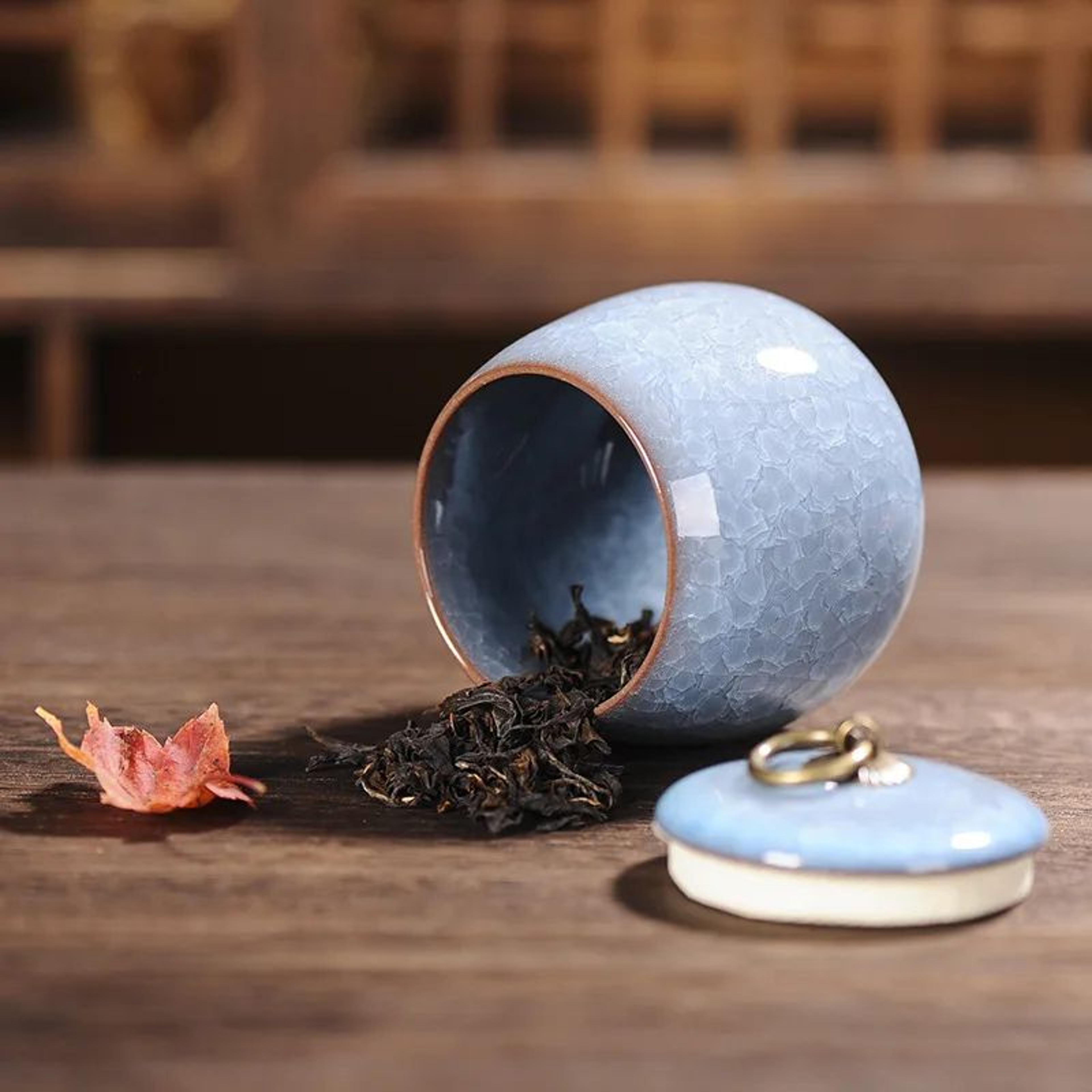 Mini Ceramic Tea Coffee Sugar Storage Jar With Lid 1